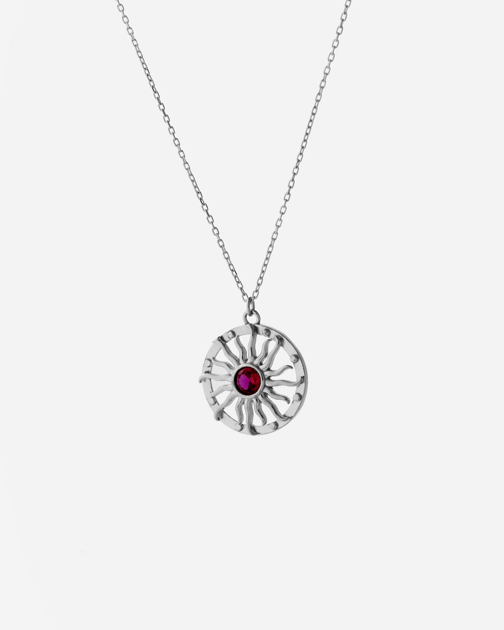Dainty Birthstone Bohemian Sunburst Necklace - 925k Sterling Silver