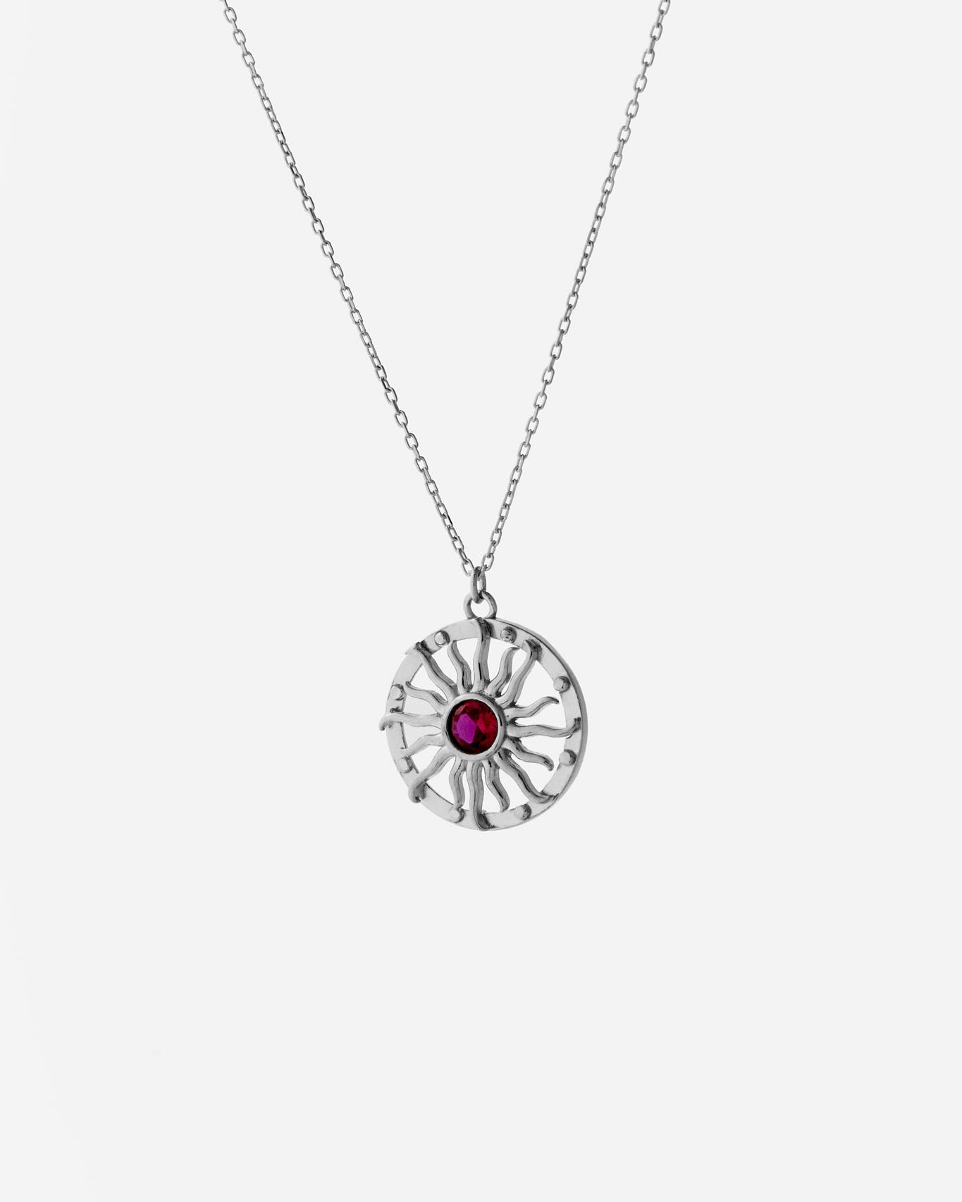 Dainty Birthstone Bohemian Sunburst Necklace - 925k Sterling Silver