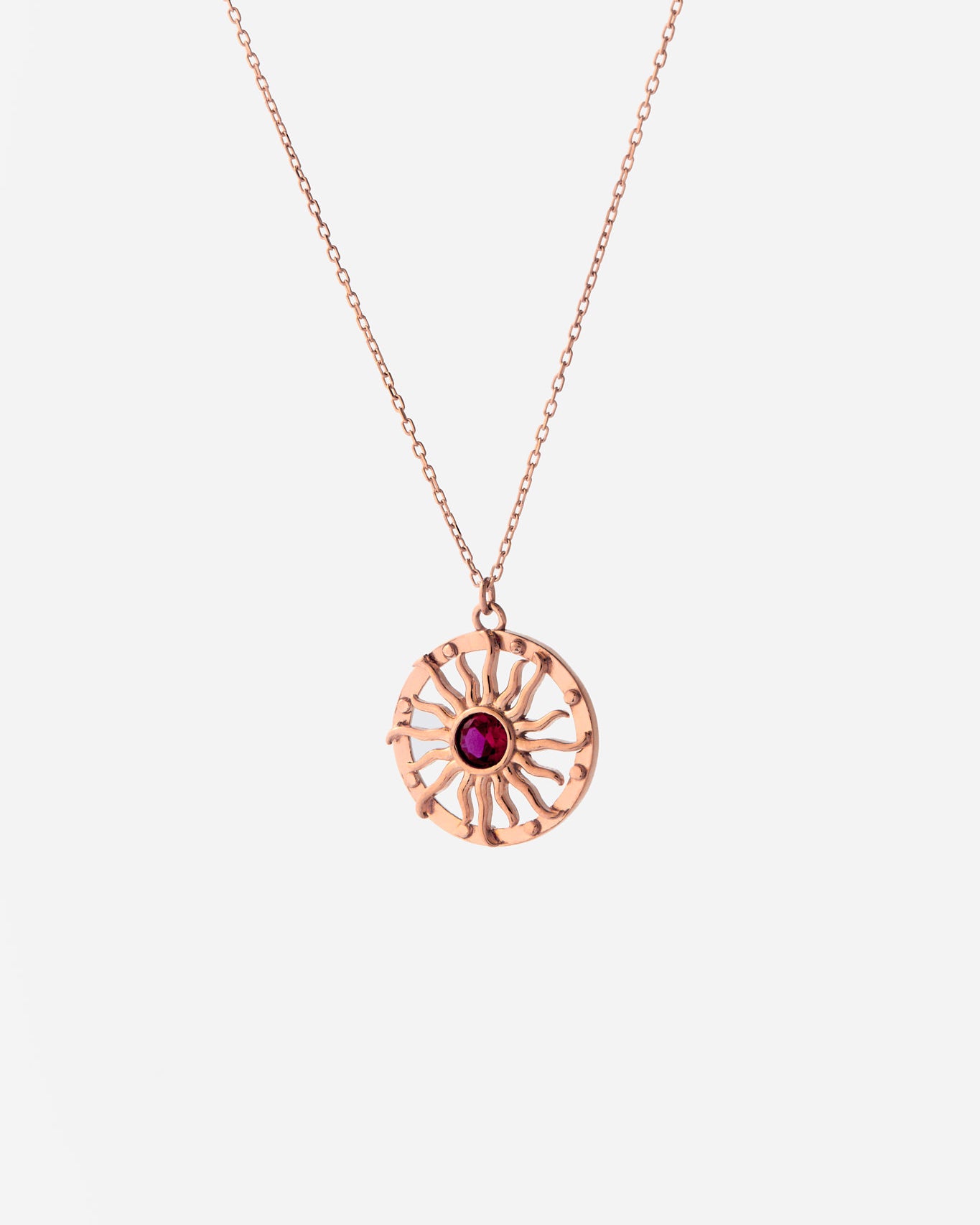 Dainty Birthstone Bohemian Sunburst Necklace - 18k Rose Gold Vermeil