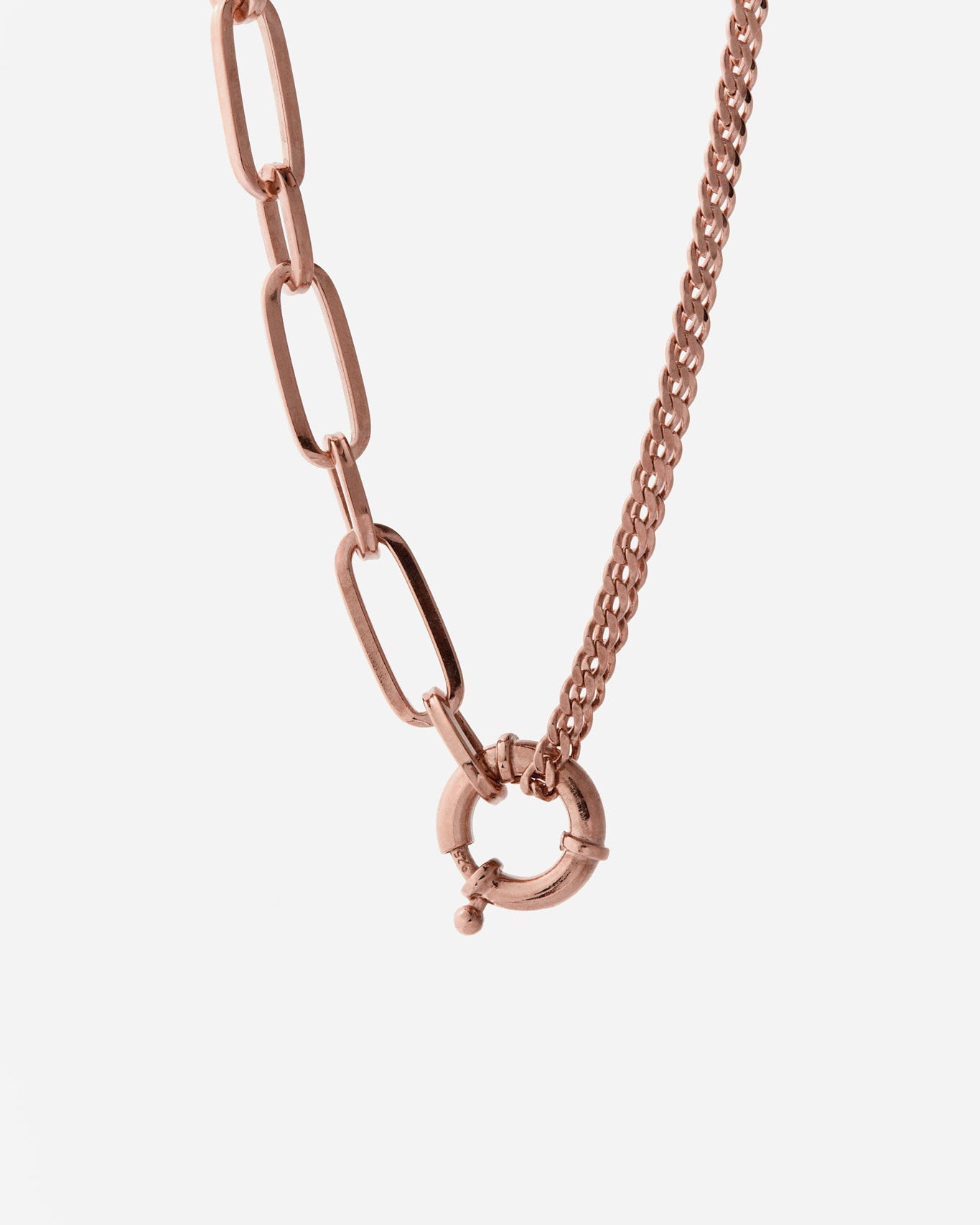 Modern Dual Chain Paperclip Necklace with Bold Ring Clasp