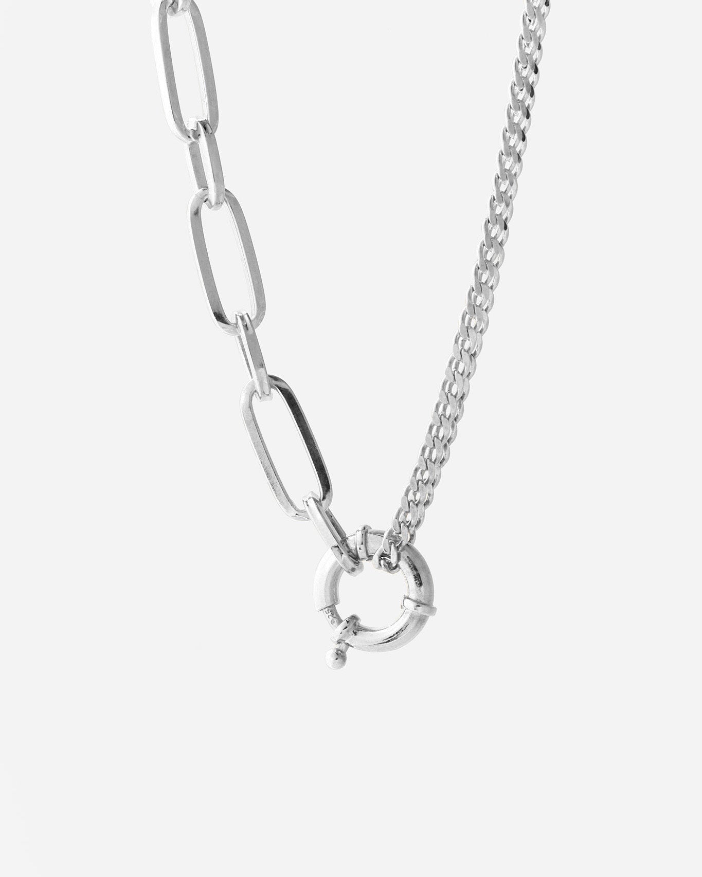 Modern Dual Chain Paperclip Necklace with Bold Ring Clasp