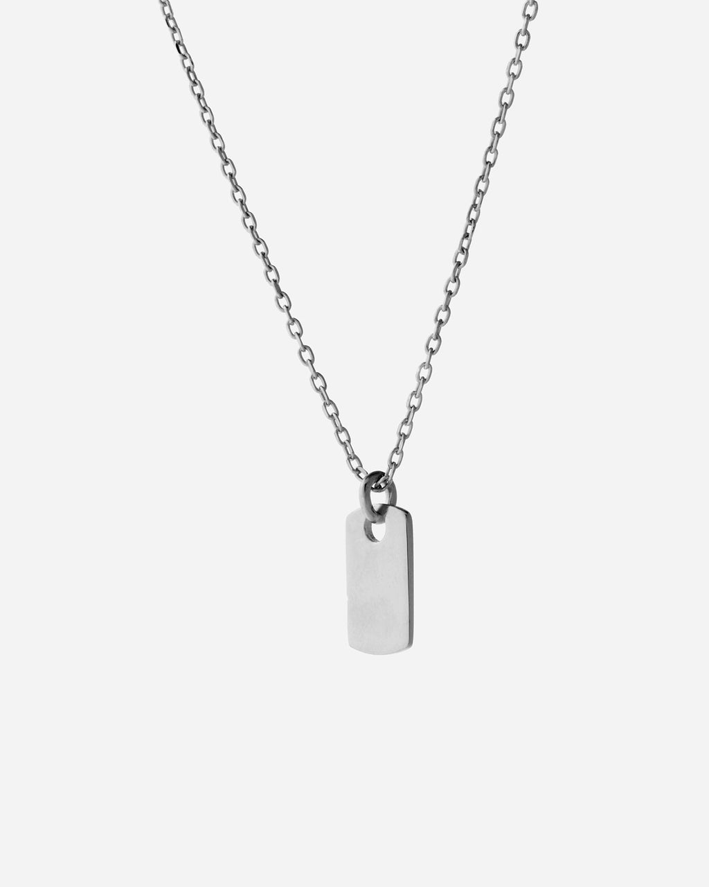 Simple Sleek Everyday Style Tag Necklace - 925k Sterling Silver
