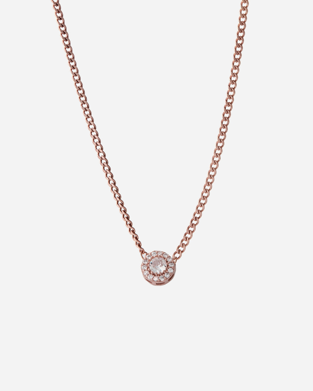Birthstone Round Halo Pendant Necklace - 18k Rose Gold Vermeil