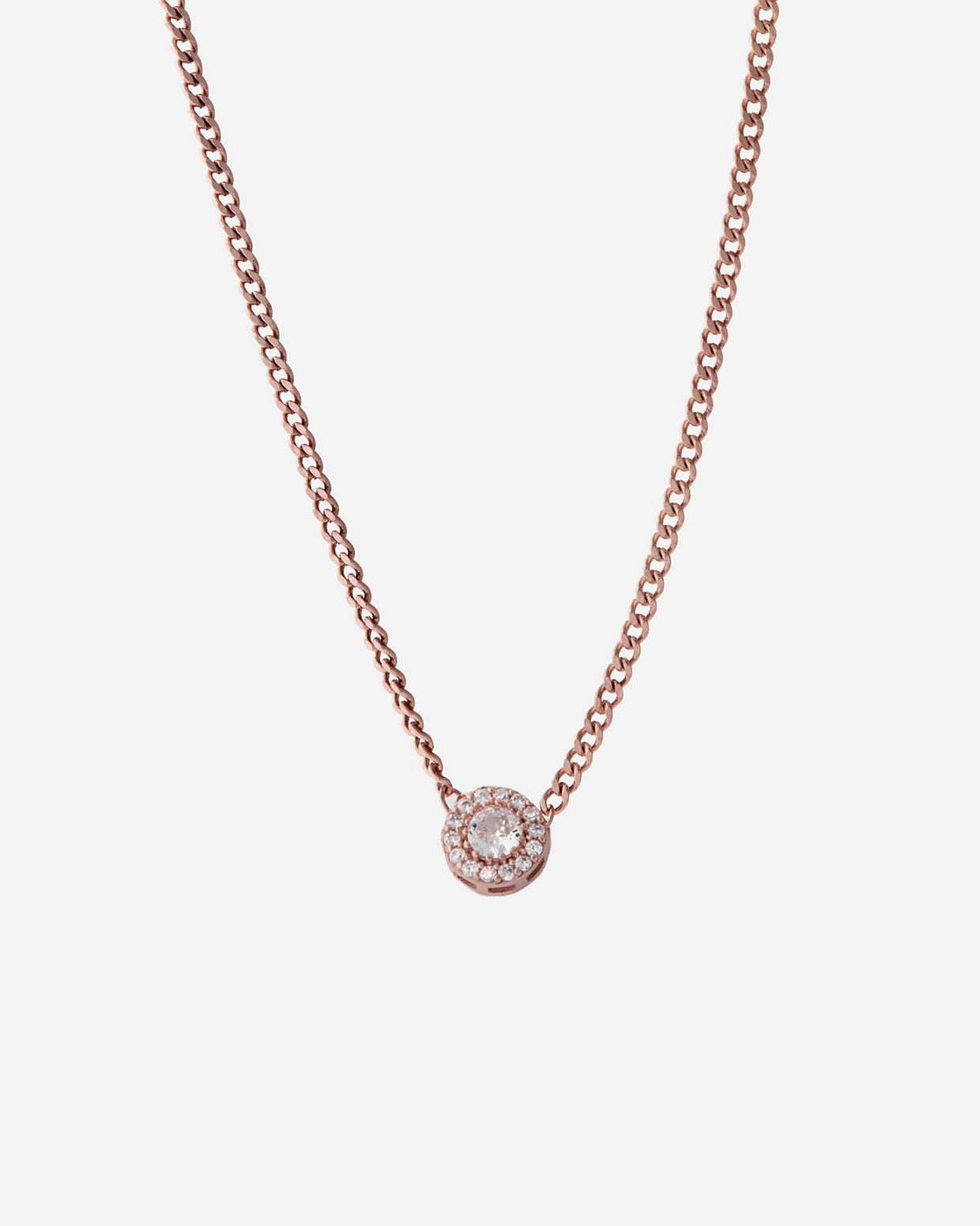 Birthstone Round Halo Pendant Necklace - 18k Rose Gold Vermeil