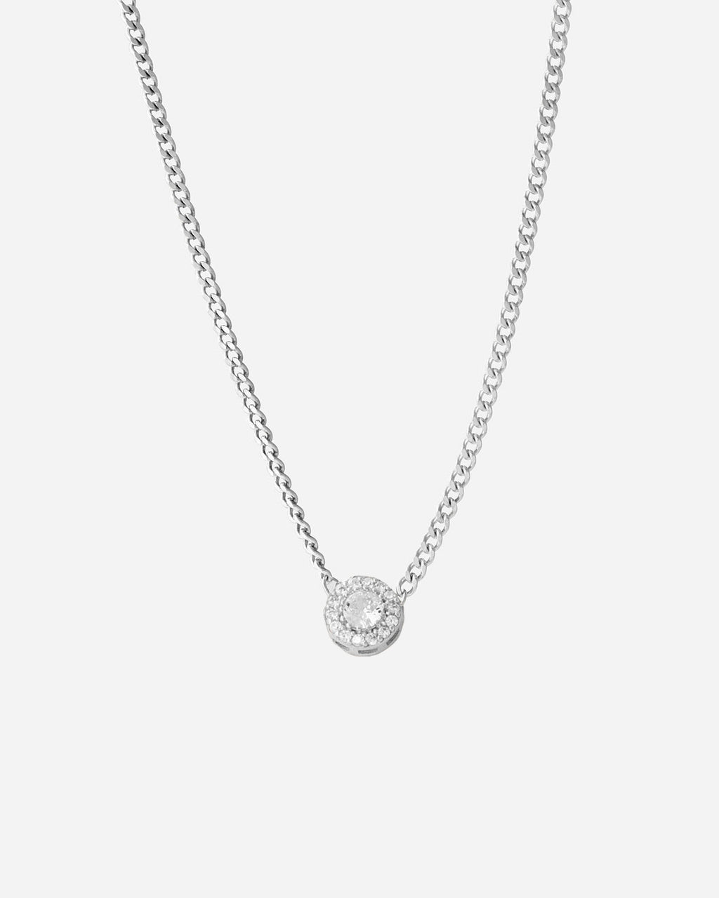 Birthstone Round Halo Pendant Necklace - 925k Sterling Silver