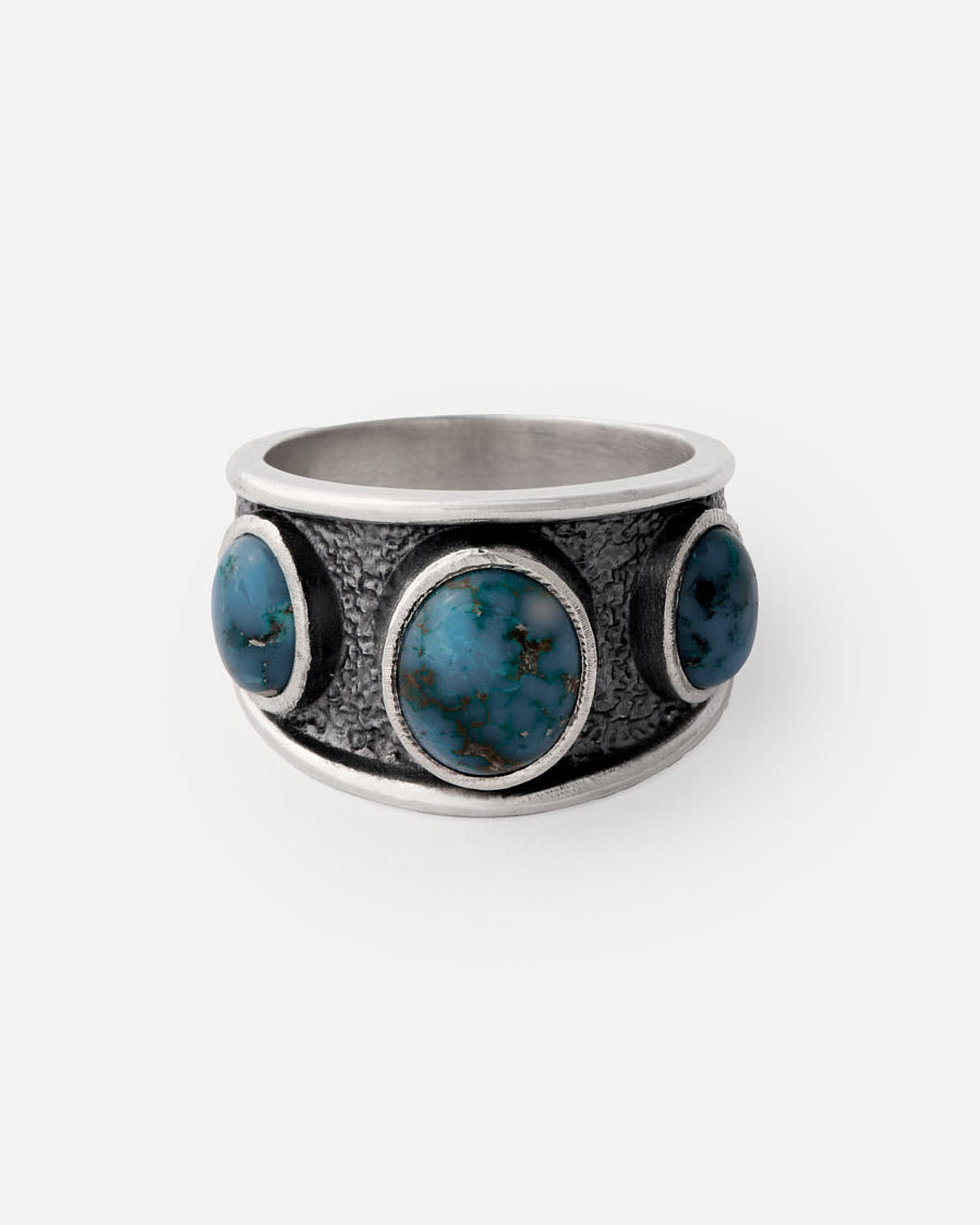 Men's Silver Ring with Turquoise Stone - 925k Sterling Silver