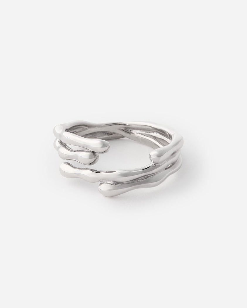 Open Silver Ring with 3 Branches - 925k Sterling Silver
