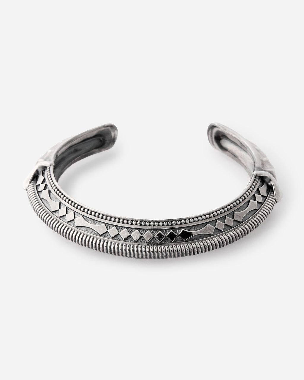 Antique Carinated Silver Cuff Bracelet - 925k Sterling Silver
