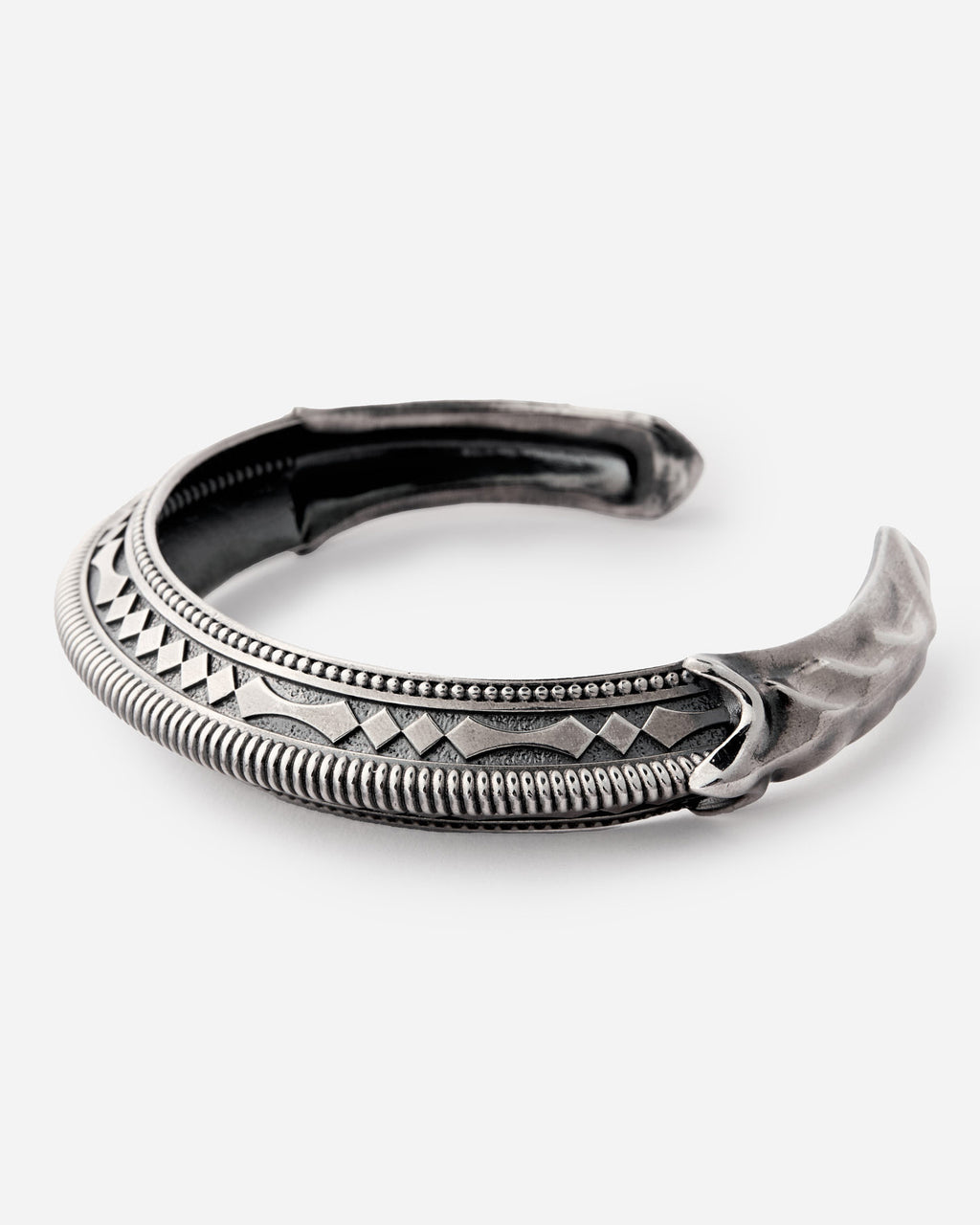 Antique Carinated Silver Cuff Bracelet - 925k Sterling Silver