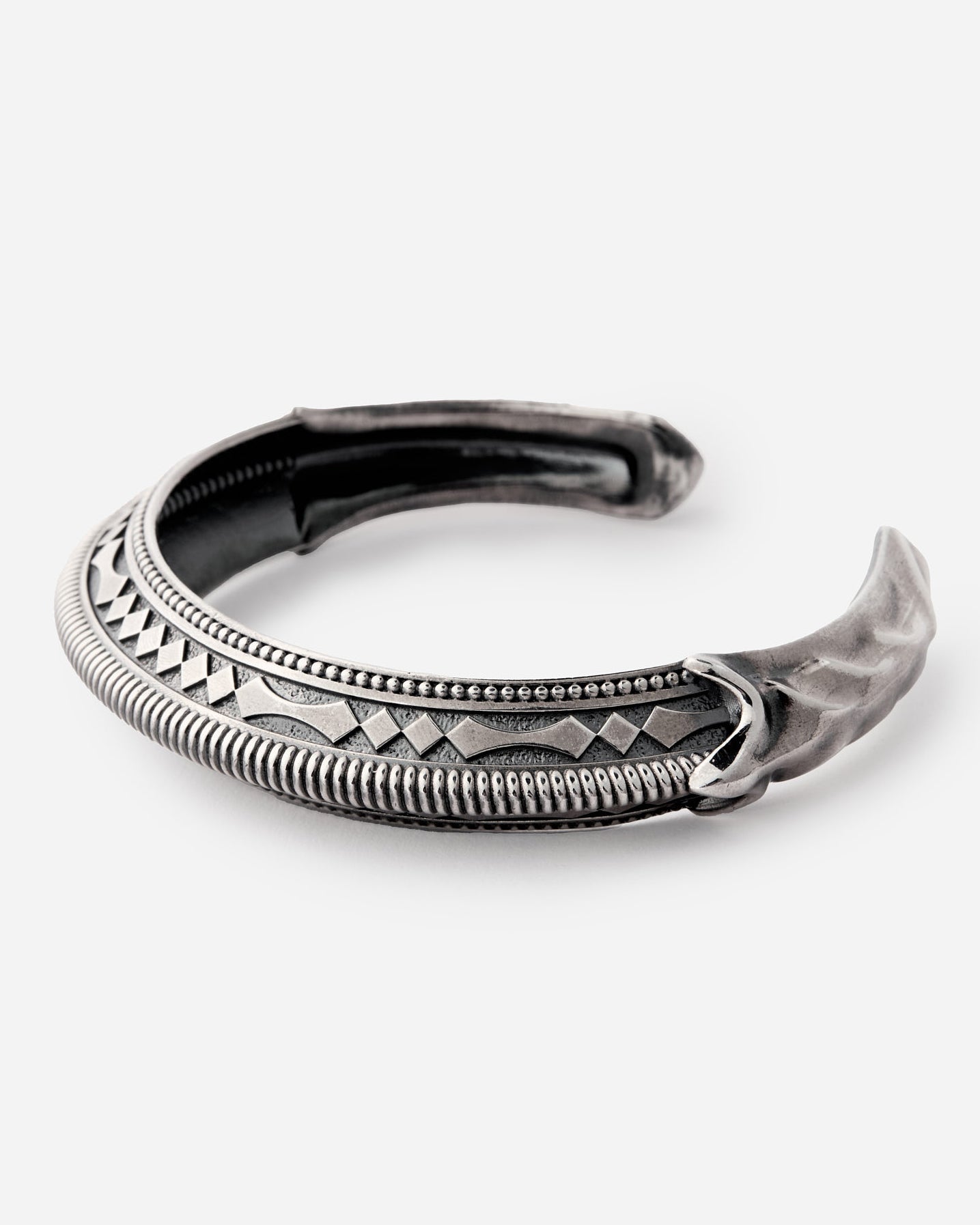 Antique Carinated Silver Cuff Bracelet - 925k Sterling Silver