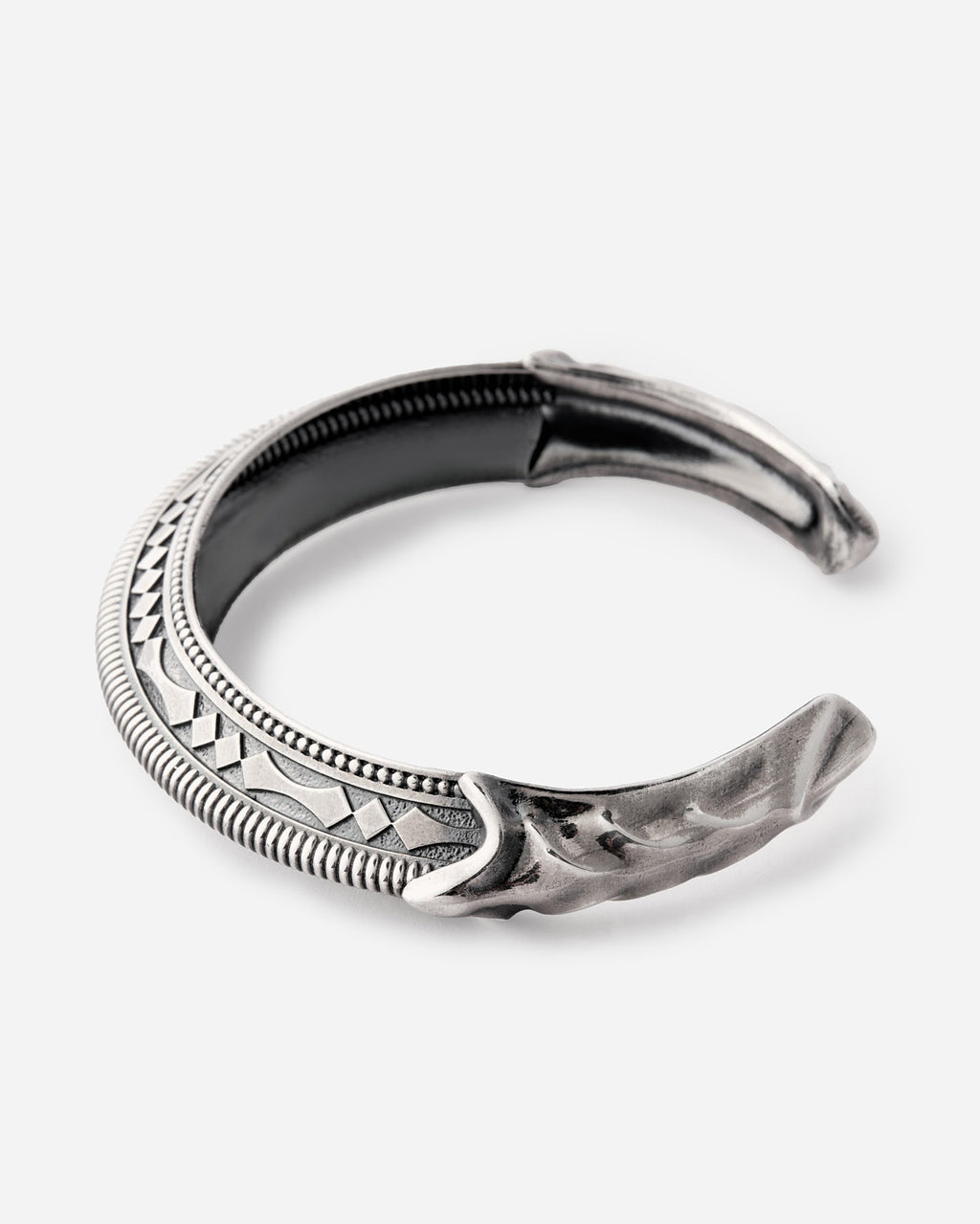 Antique Carinated Silver Cuff Bracelet - 925k Sterling Silver
