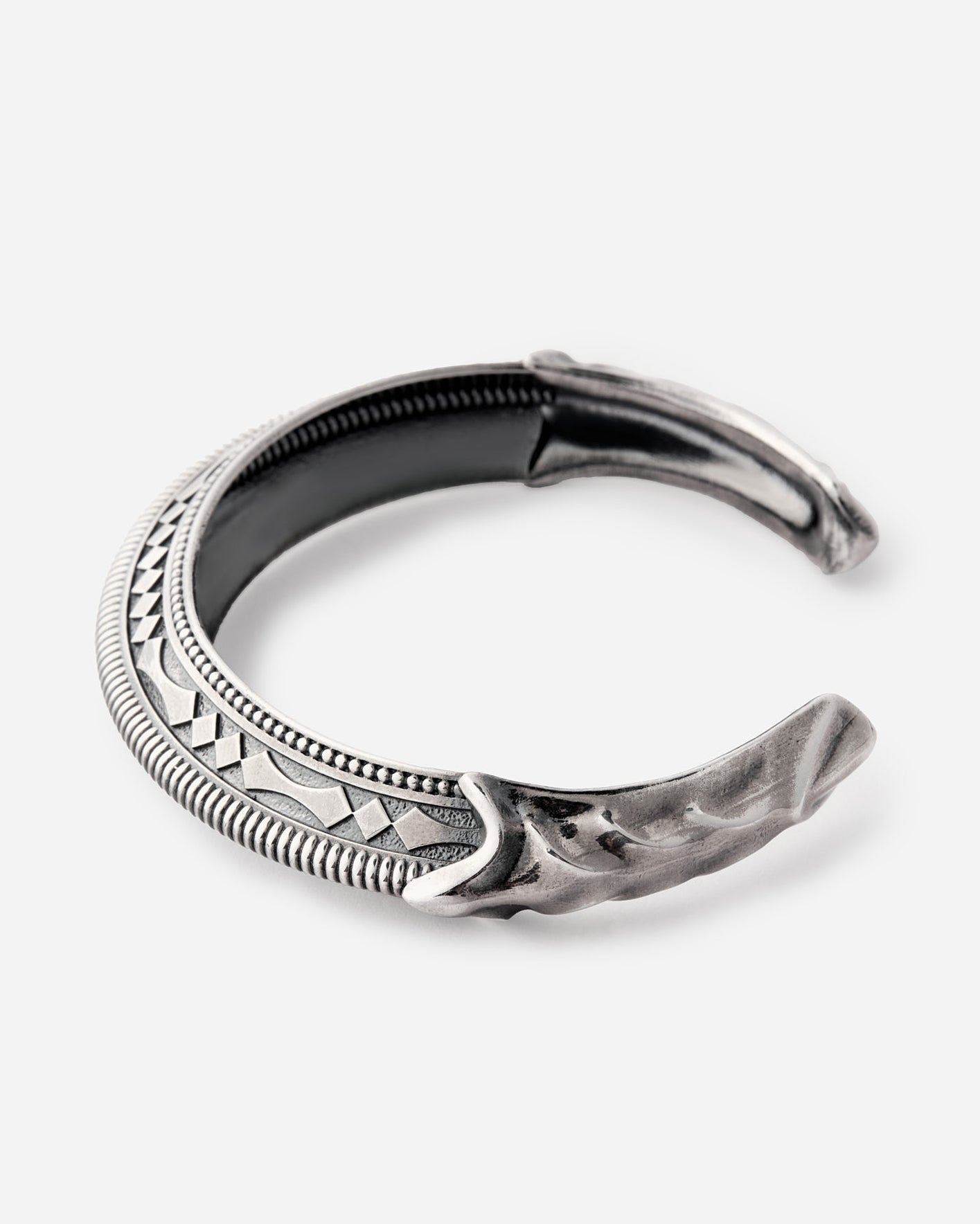 Antique Carinated Silver Cuff Bracelet - 925k Sterling Silver