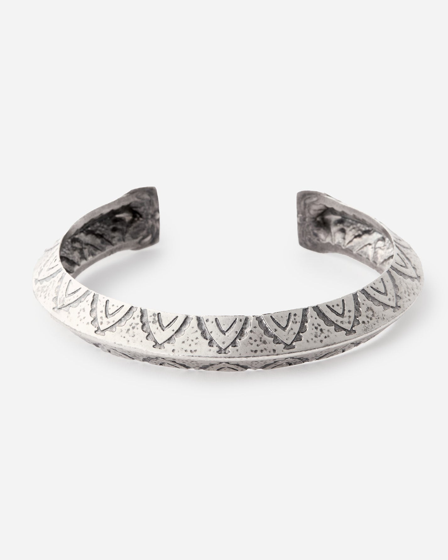Delicately Engraved Carinated Cuff Bracelet - 925k Sterling Silver