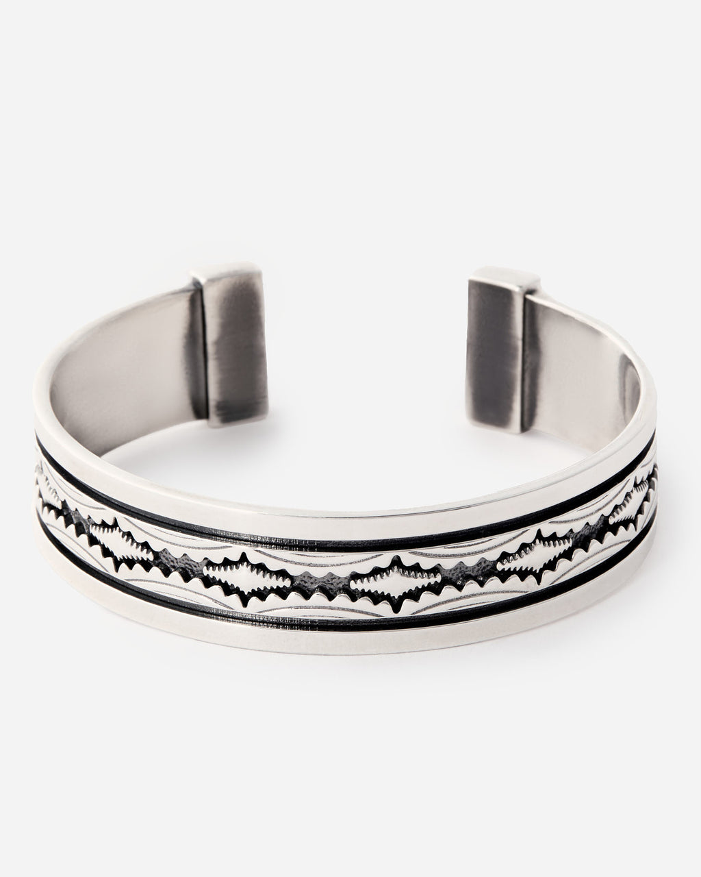 Cuff Bracelet with Antique Vector Pattern Design - 925k Sterling Silver