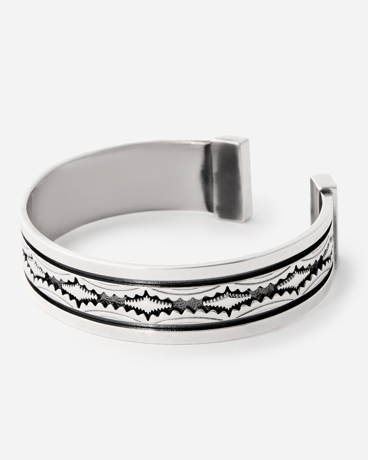 Cuff Bracelet with Antique Vector Pattern Design - 925k Sterling Silver