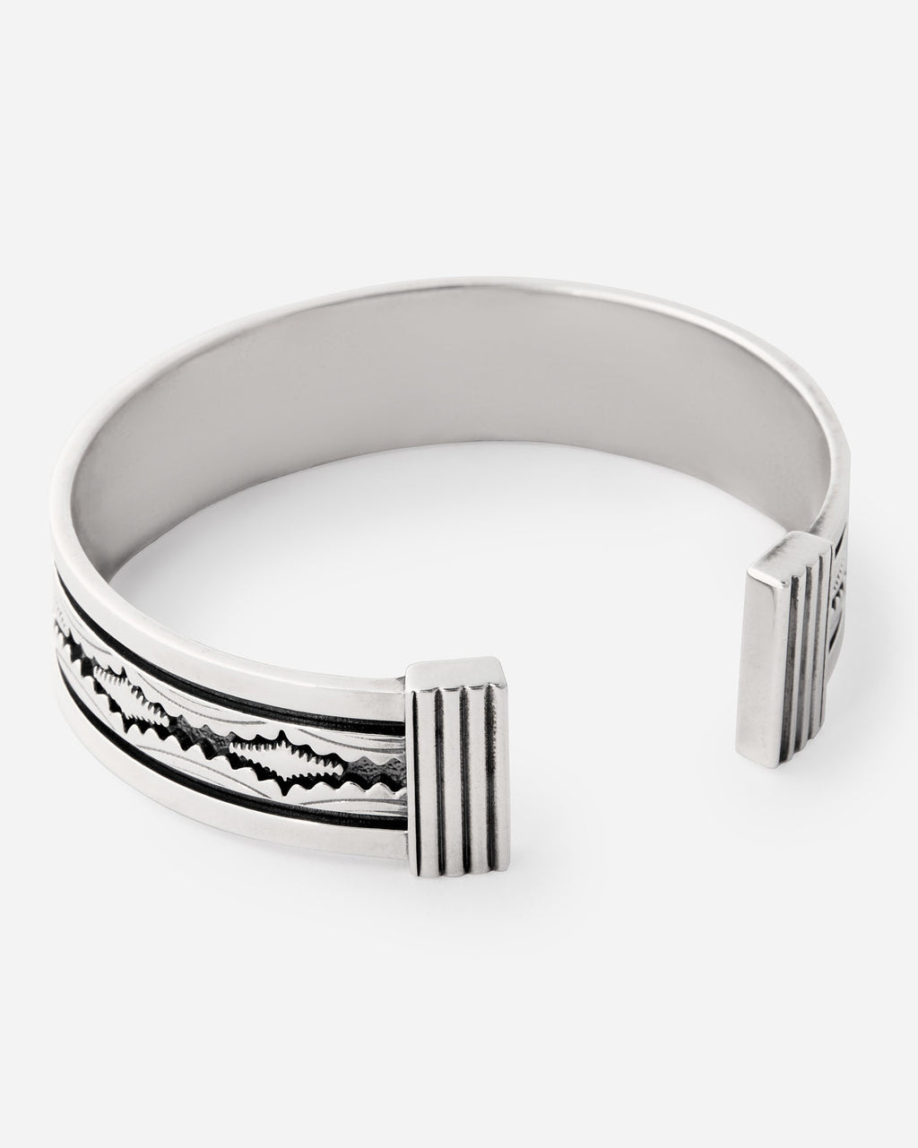 Cuff Bracelet with Antique Vector Pattern Design - 925k Sterling Silver