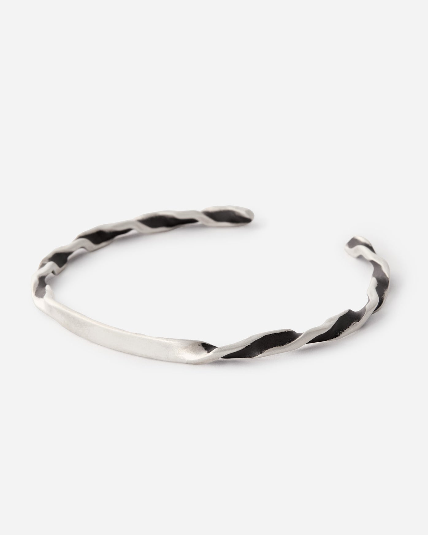 Handmade Textured Silver Cuff Bracelet with Organic Design - 925k Sterling Silver