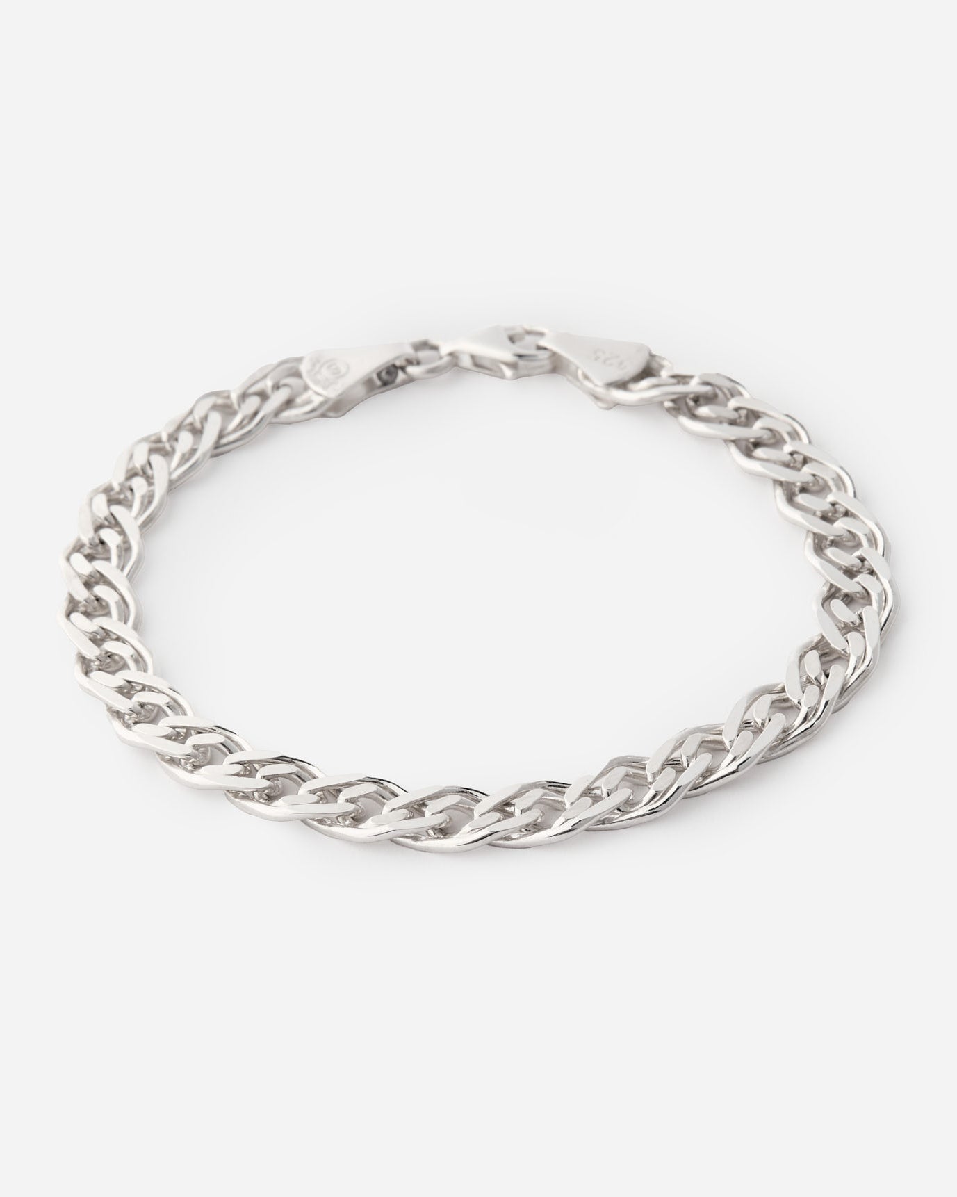Intertwined Thin and Thick Curb Chain Bracelet - 925k Sterling Silver