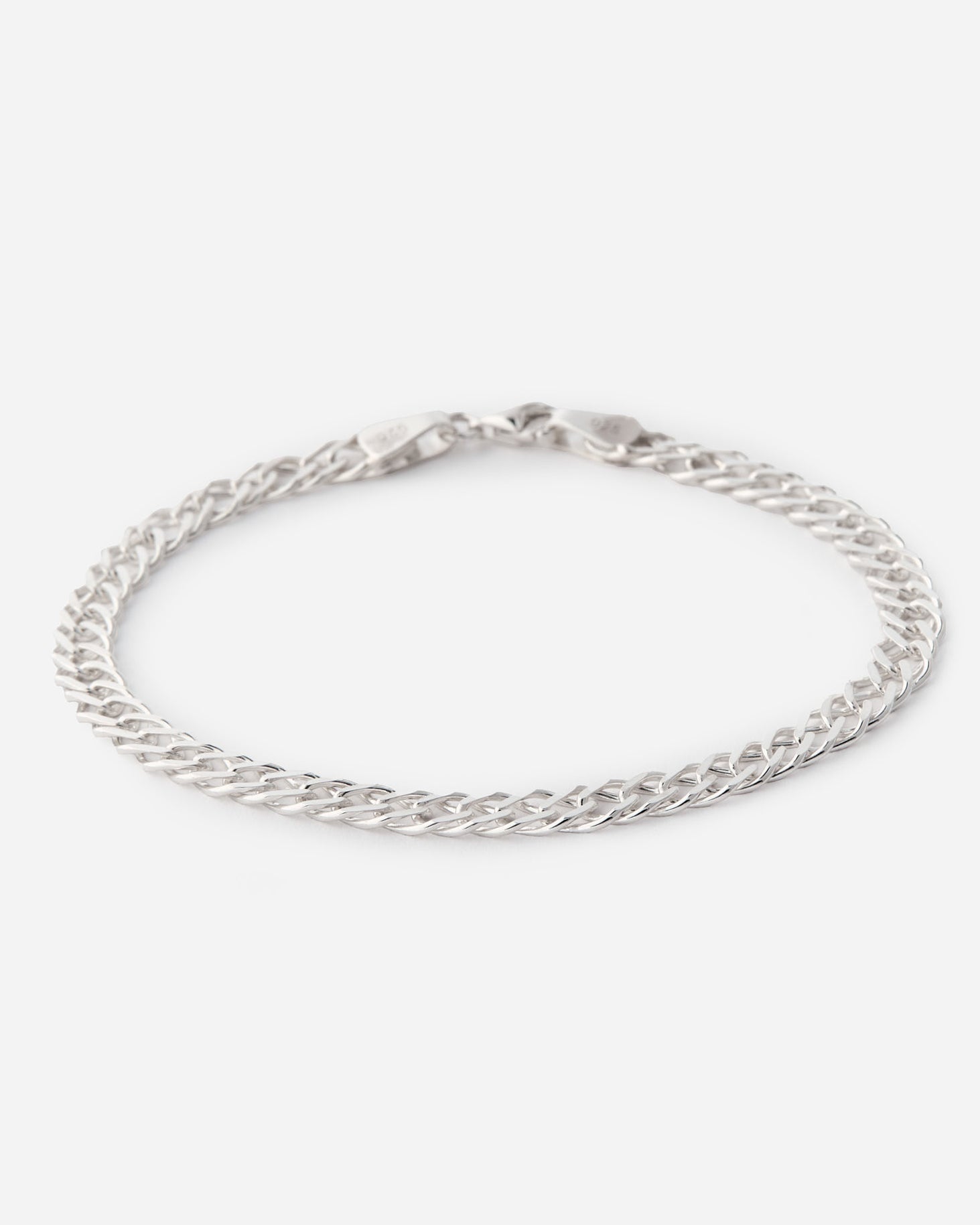 Braided Double Chain Bracelet - 925k Sterling Silver