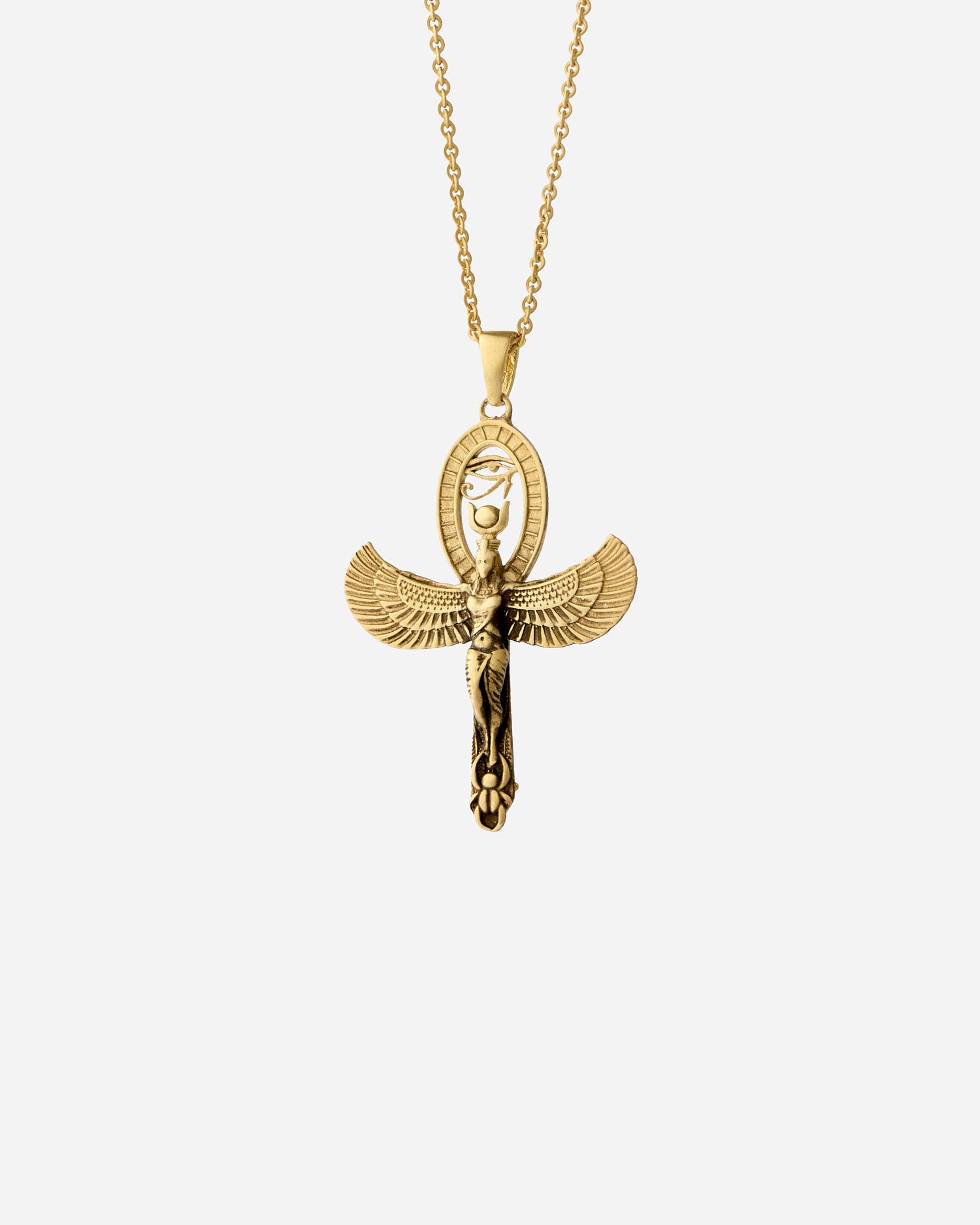 Isis Pendant, Egyptian Goddess Necklace - 18k Gold Vermeil