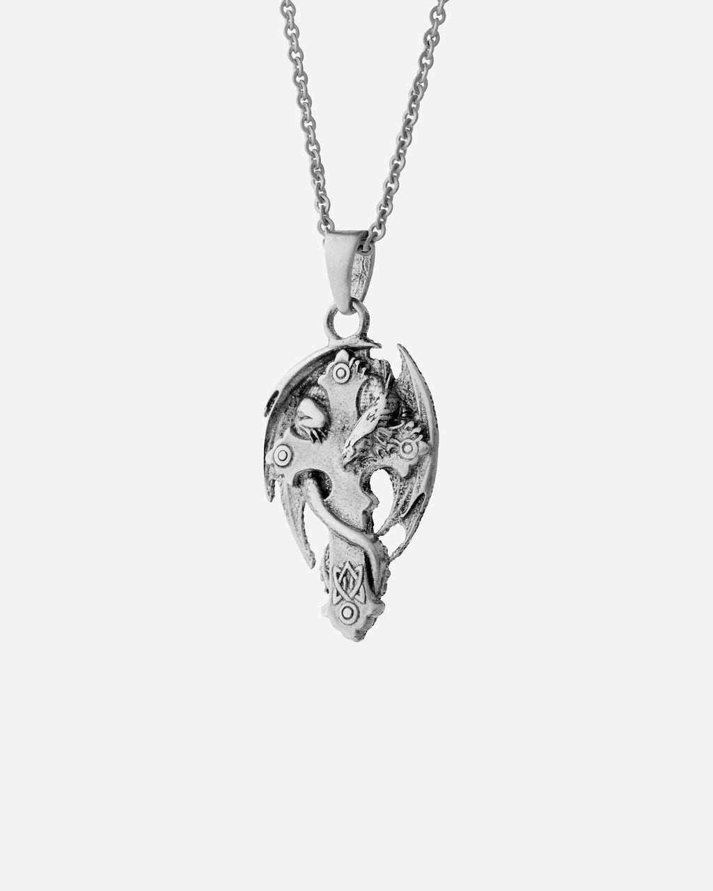 Flying Dragon Sword Cross Necklace - 925k Sterling Silver