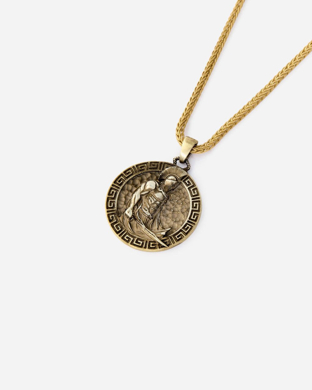 Silver Men's Necklace with Spartan Warrior Medallion - 18k Gold Vermeil