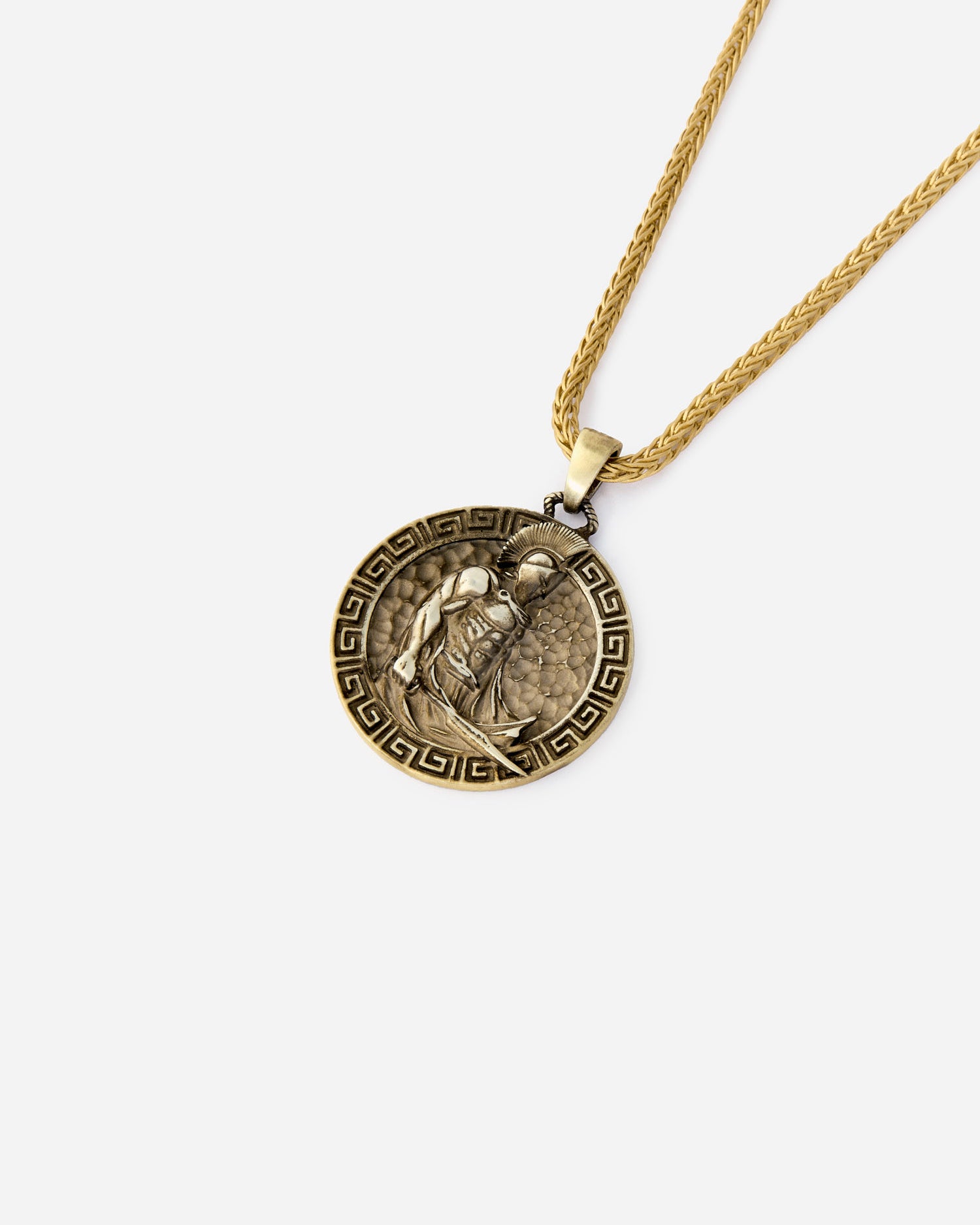 Silver Men's Necklace with Spartan Warrior Medallion - Medallion Jewelry