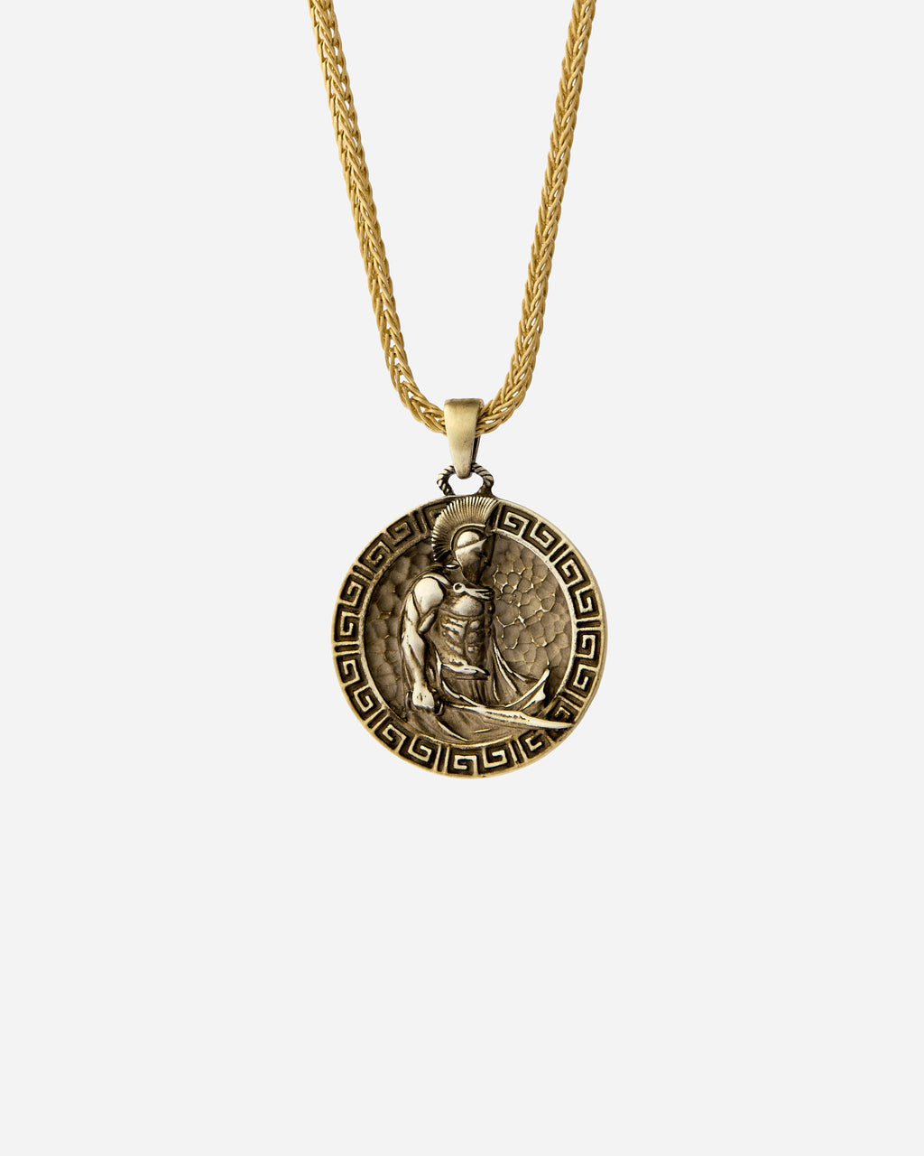 Silver Men's Necklace with Spartan Warrior Medallion - 18k Gold Vermeil