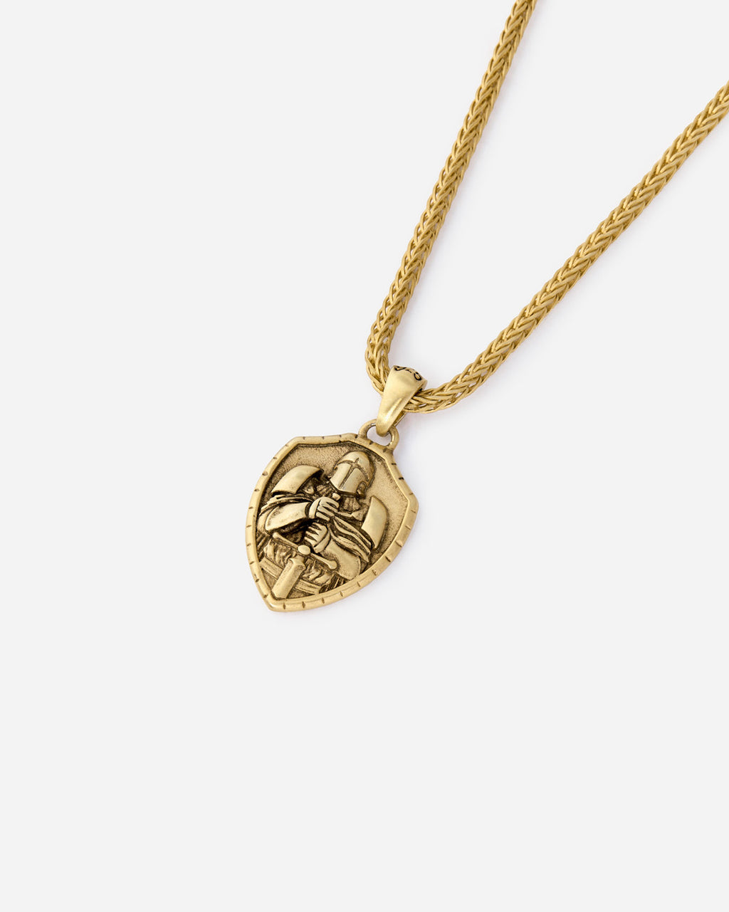 Silver Necklace with Crusader Knight Medallion - 18k Gold Vermeil