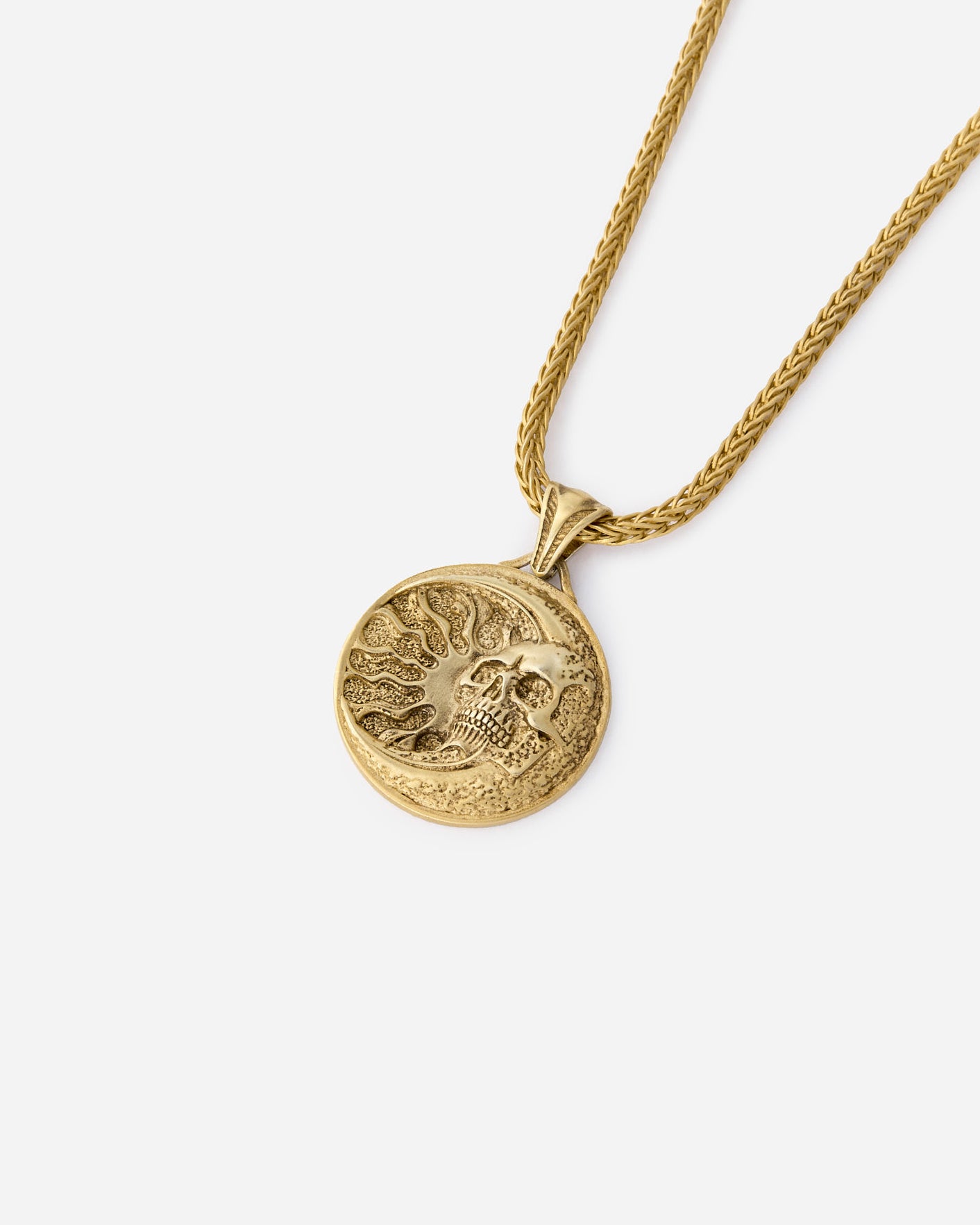 Sun Skull Moon Medallion Necklace - Men Jewelry