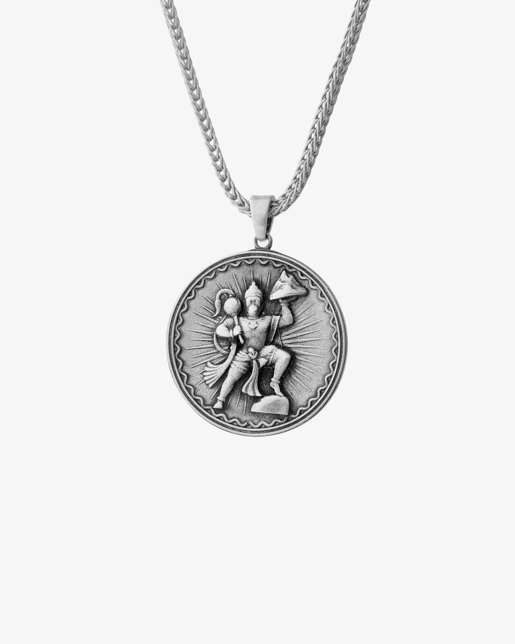 Hanuman Medallion Necklace - 925k Sterling Silver
