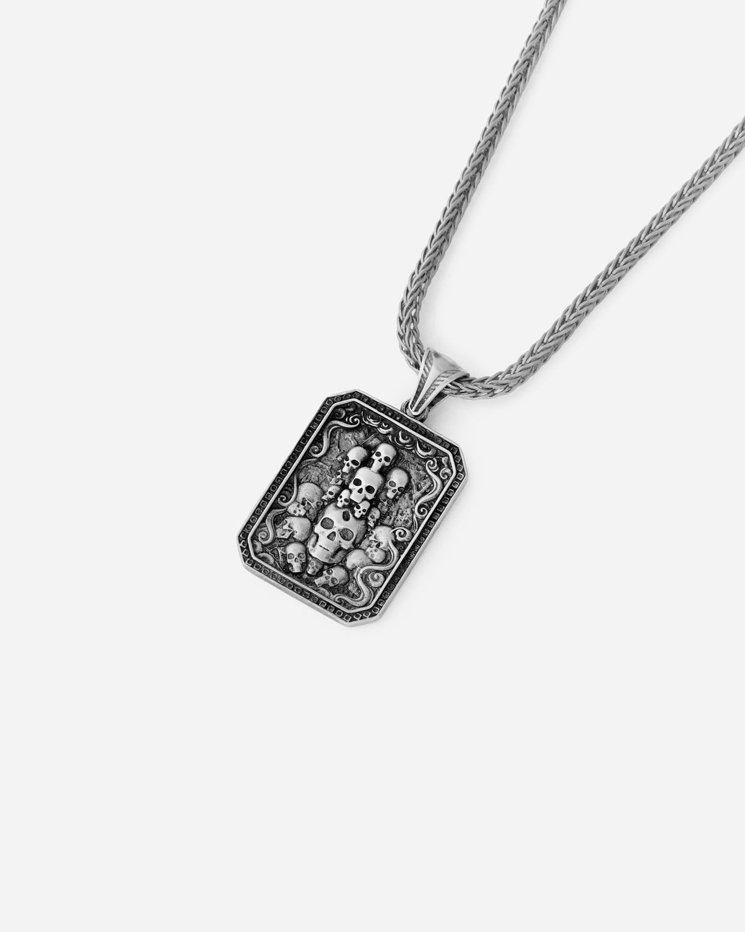 Skull Pendant Necklace - 925k Sterling Silver