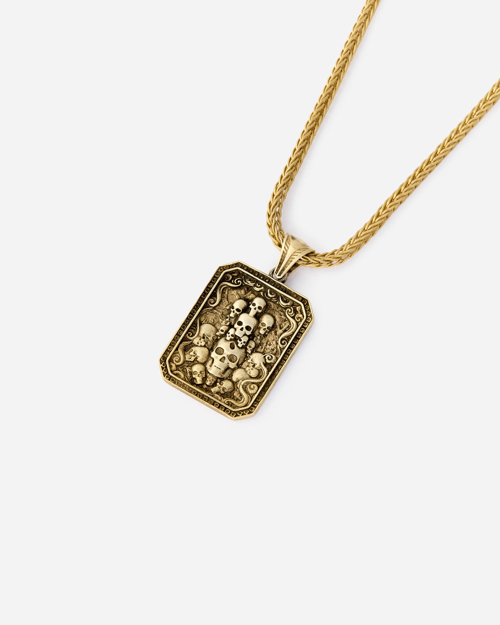 Silver Skull Pendant Necklace - Men Jewelry