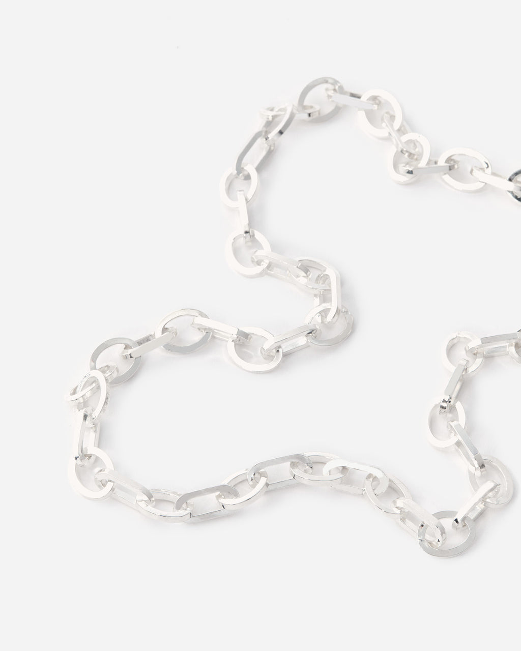 Oval Doch Design Silver Necklace - 925k Sterling Silver