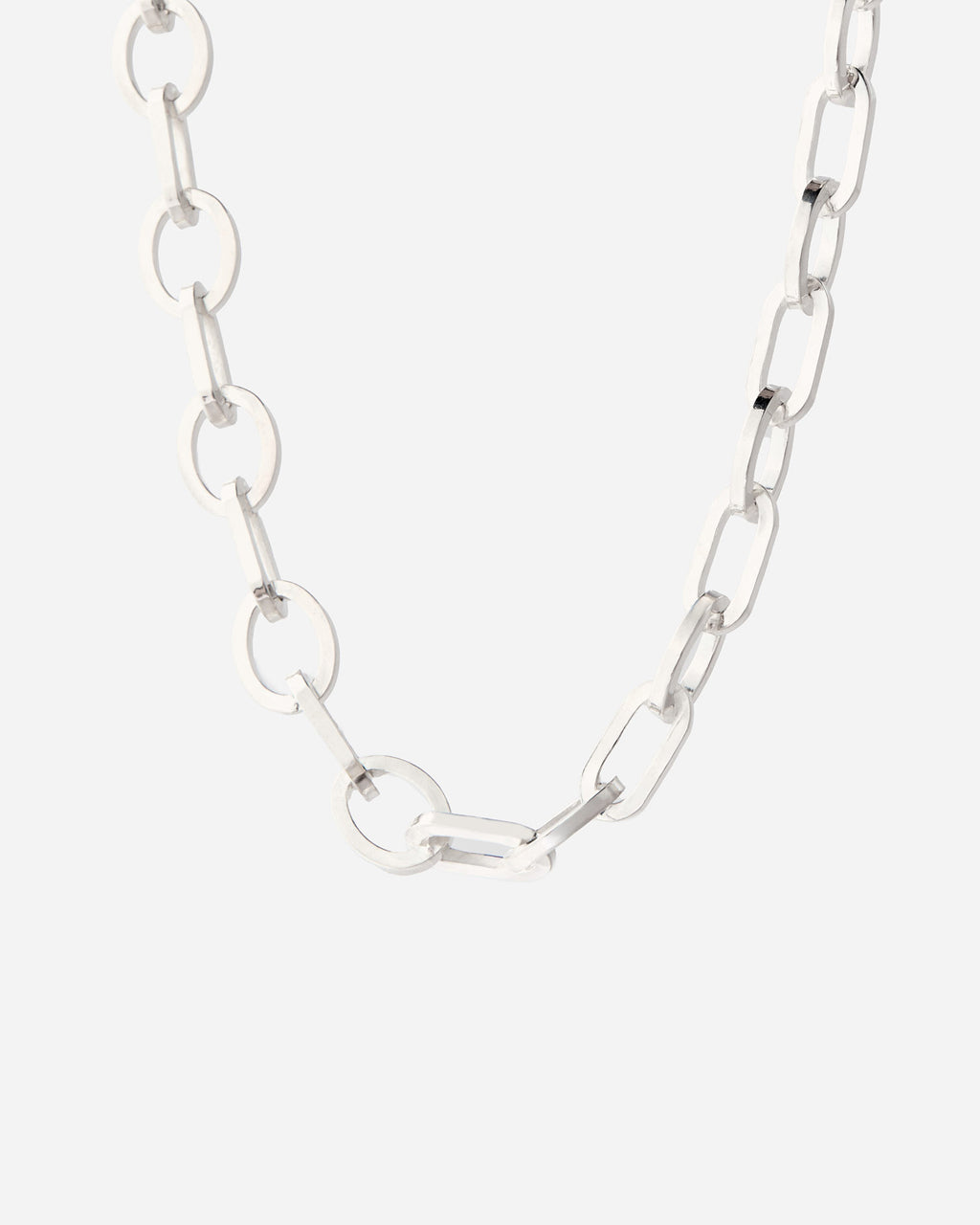 Oval Doch Design Silver Necklace - 925k Sterling Silver