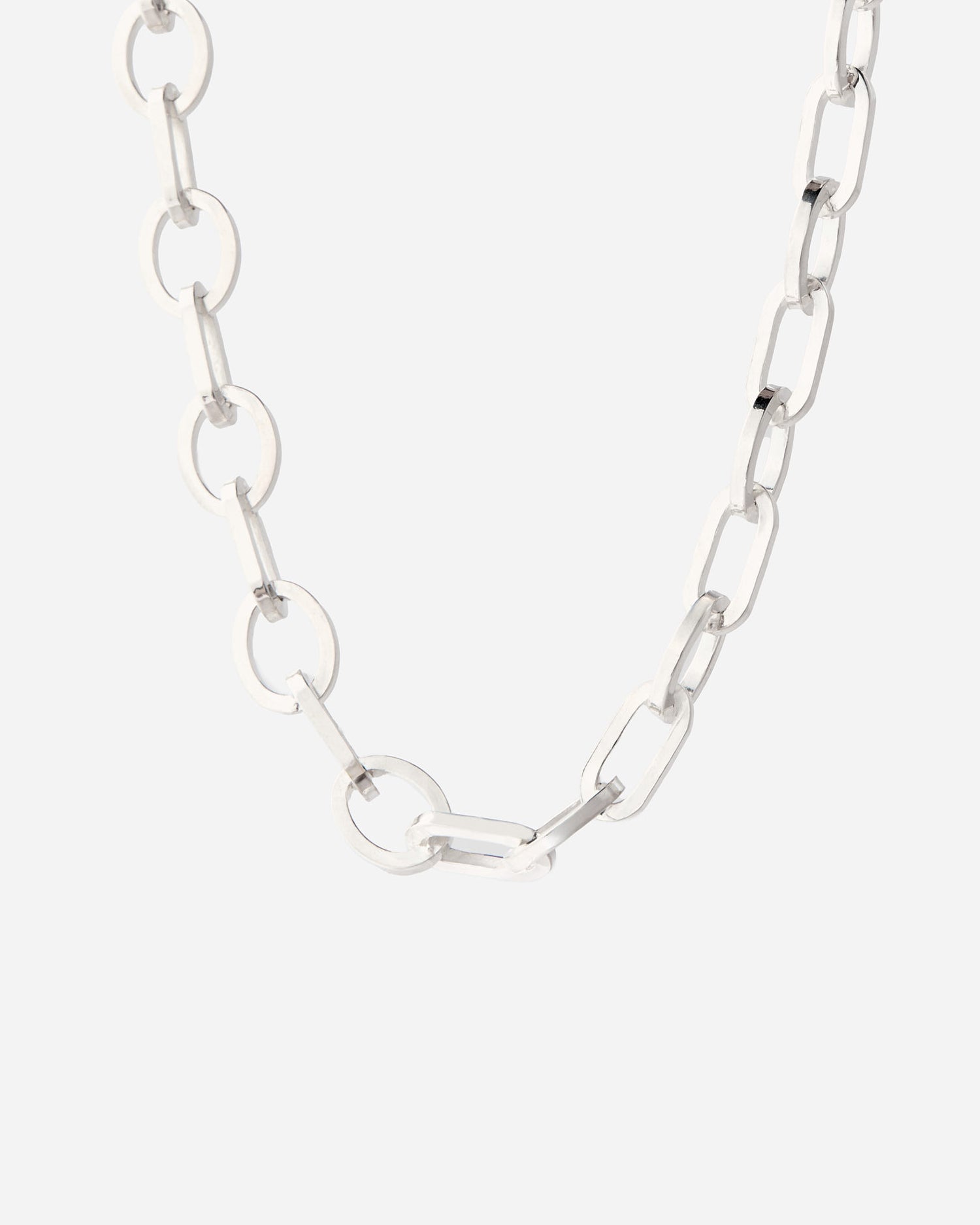 Oval Doch Design Silver Necklace - 925k Sterling Silver