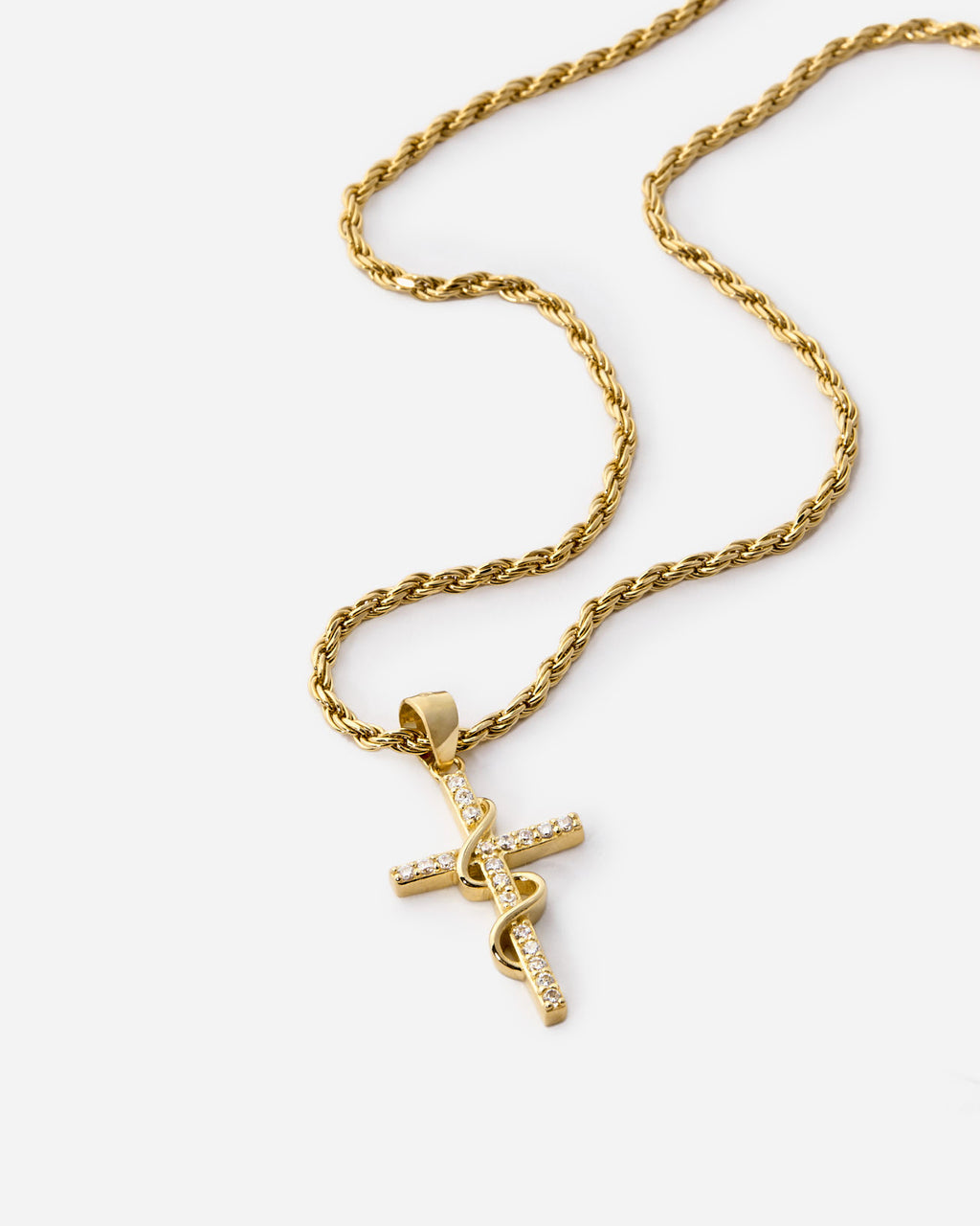 Serpent Cross Pendant Necklace - 18k Gold Vermeil
