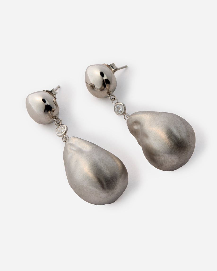 Sculptural Silver Drop Earrings - 925k Sterling Silver