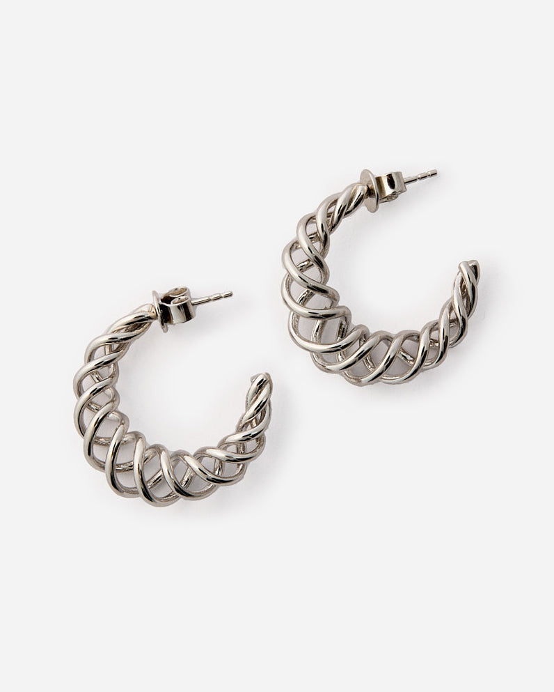 Twisted Elegance Spiral Hoop Earrings - 925k Sterling Silver