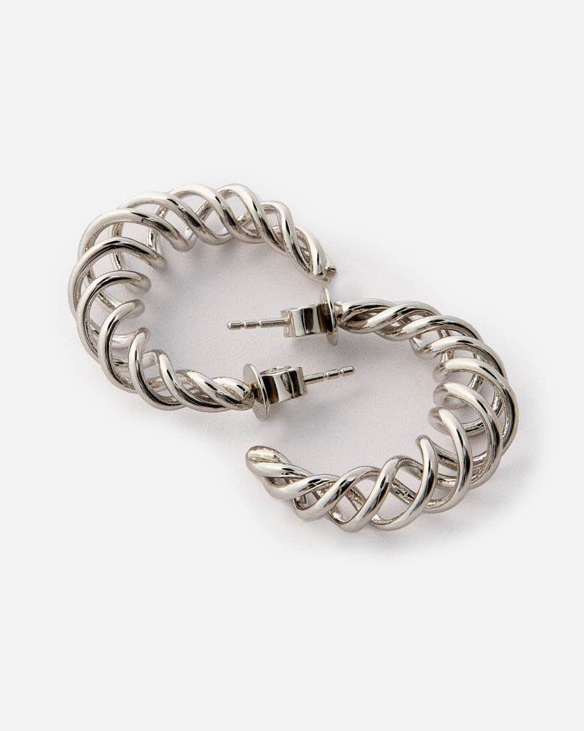 Twisted Elegance Spiral Hoop Earrings - 925k Sterling Silver
