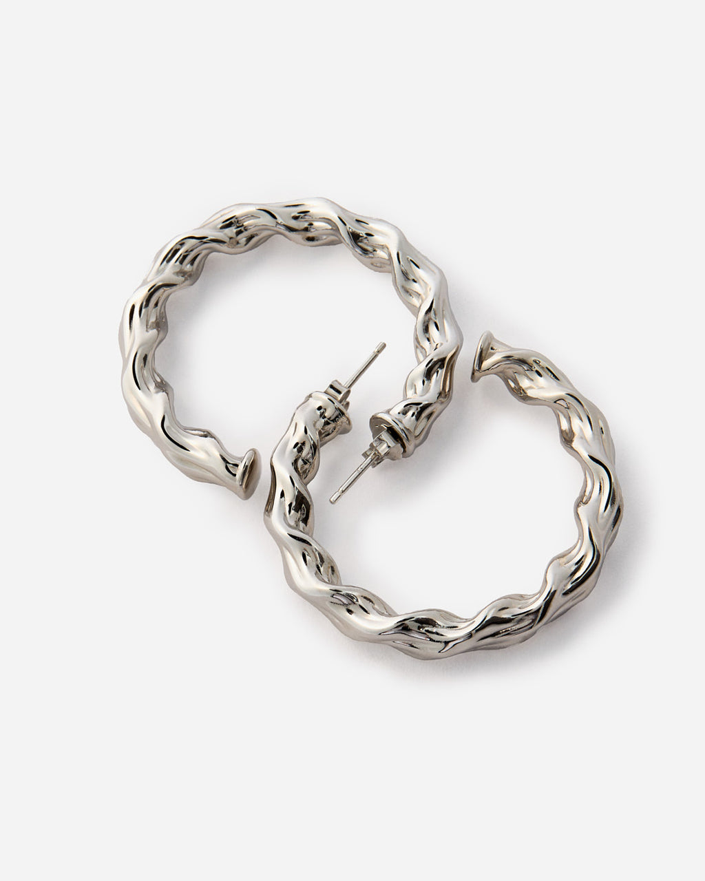 Twisted Silver Hoop Earrings - 925k Sterling Silver