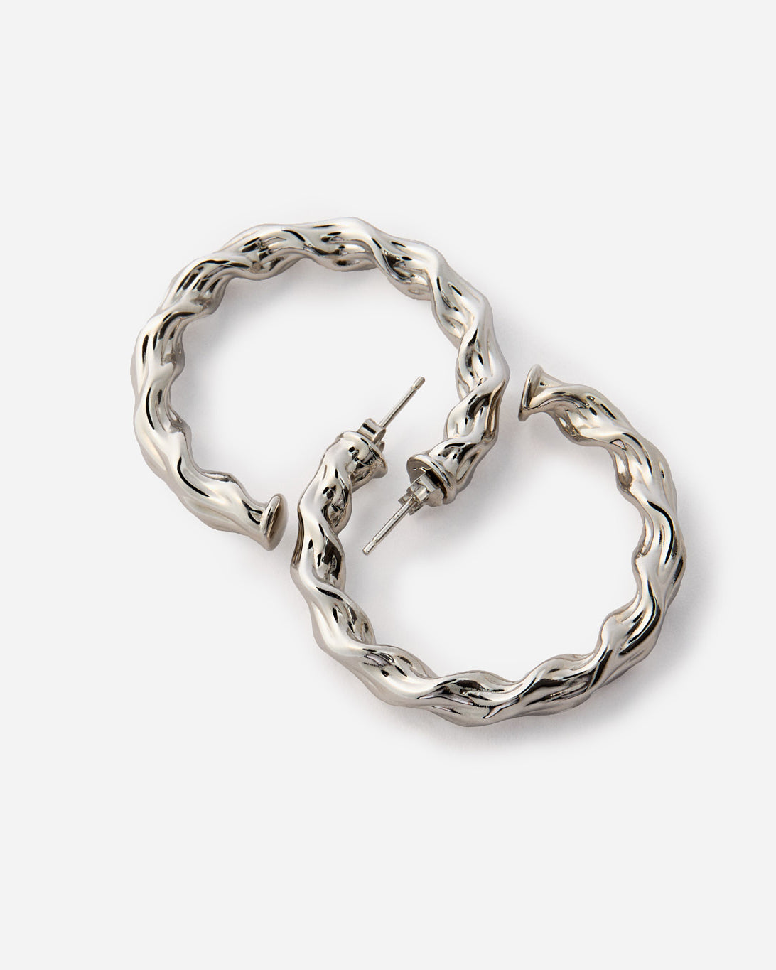 Twisted Silver Hoop Earrings - 925k Sterling Silver