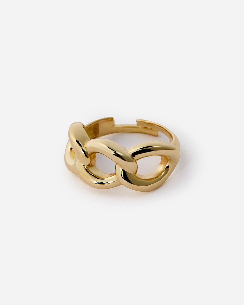 Bold Chain Link Adjustable Ring, Modern Statement Design - 18k Gold Vermeil