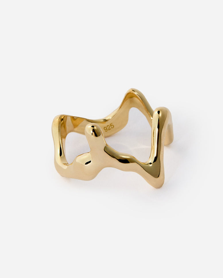 Abstract Openwork Ring, Modern Sculptural Design - Modern Jewelry