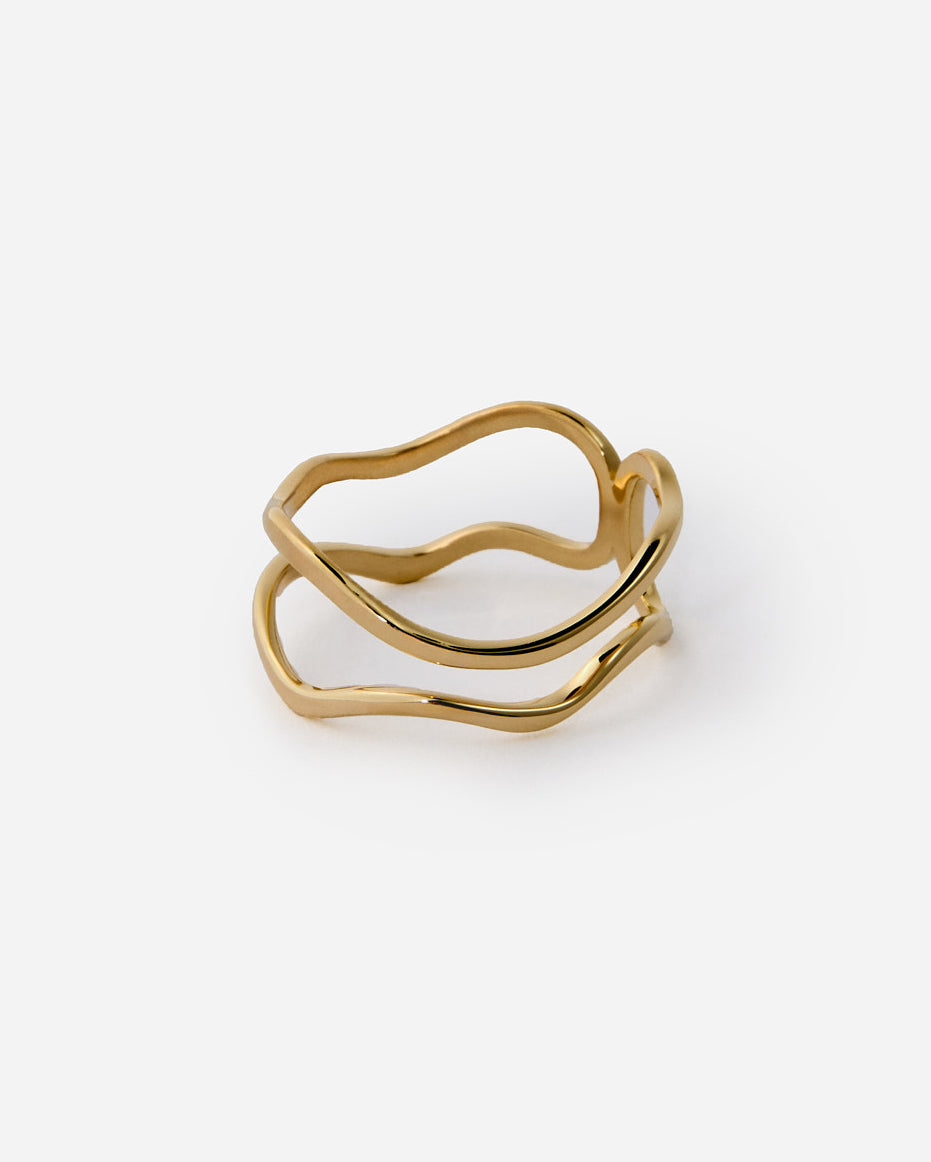 Abstract Open Link Ring, Minimalist Modern Design - 18k Gold Vermeil