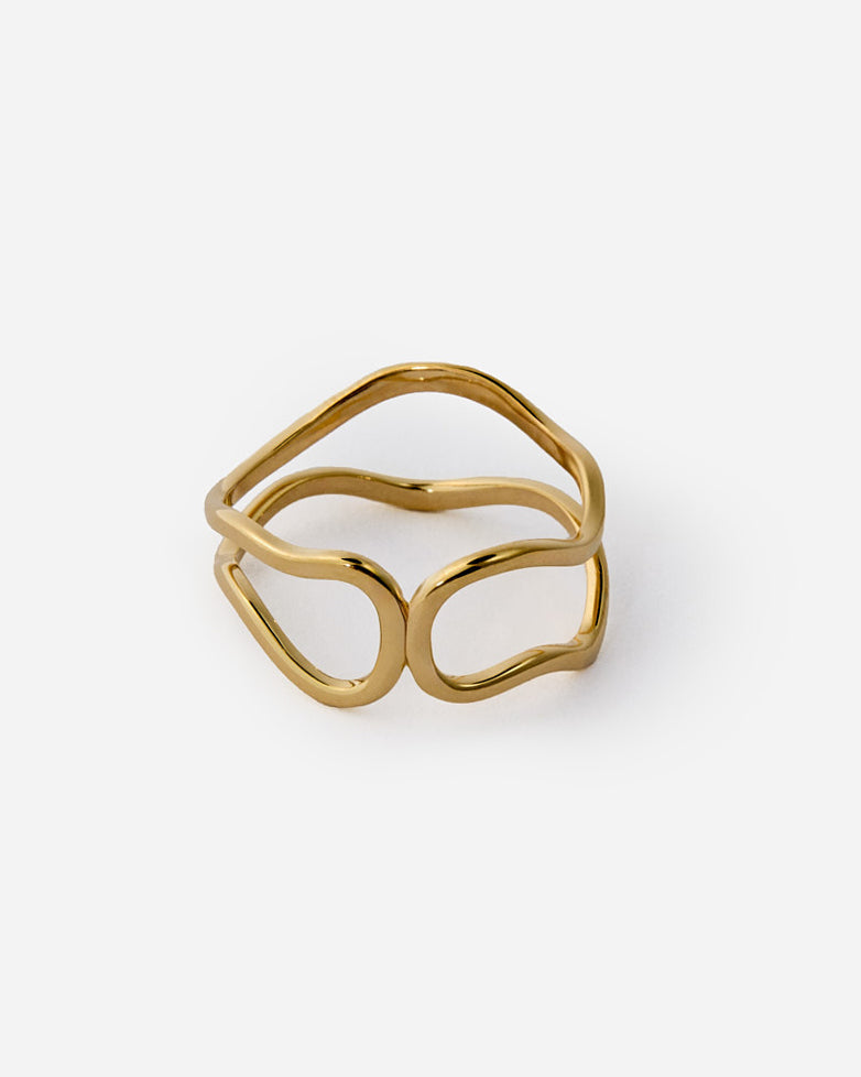 Abstract Open Link Ring, Minimalist Modern Design - 18k Gold Vermeil