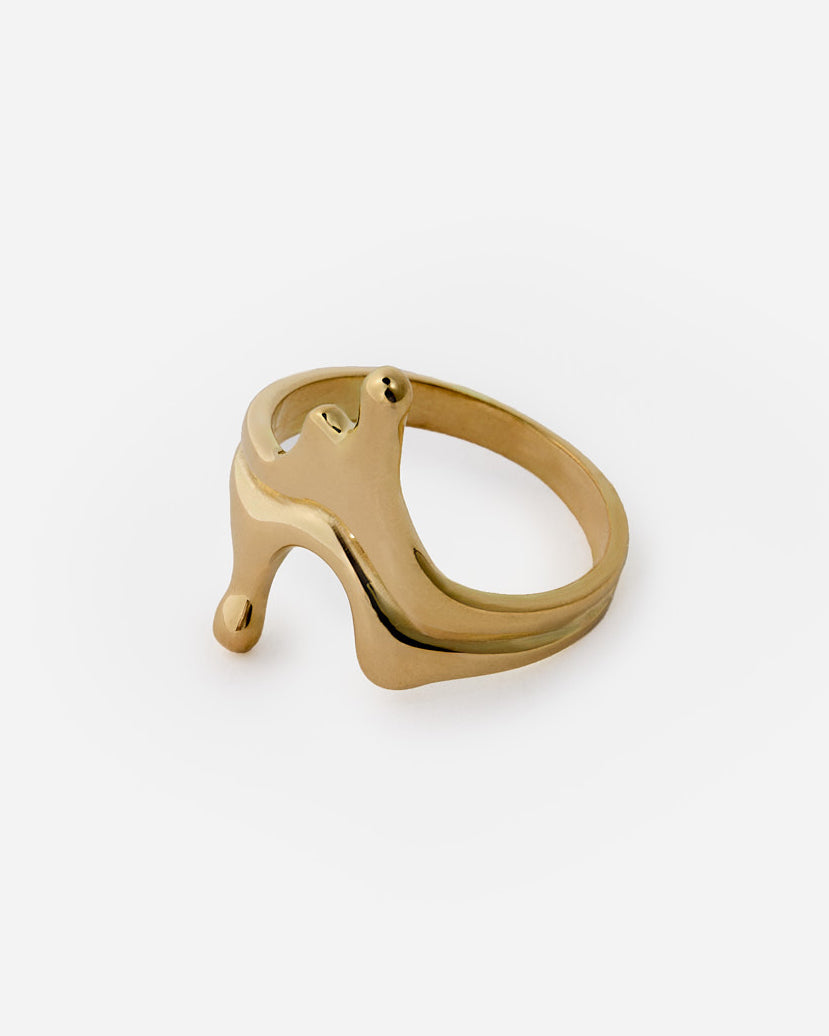 Abstract Sculptural Ring, Modern Artistic Design - 18k Gold Vermeil