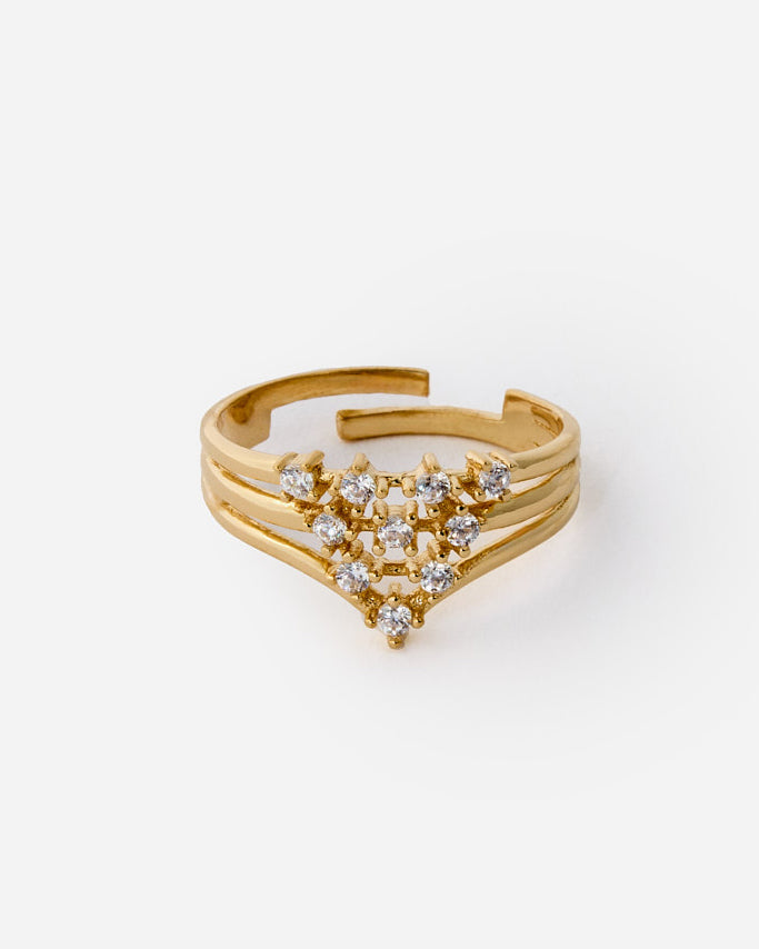 Gold Adjustable Layered Ring - 18k Gold Vermeil