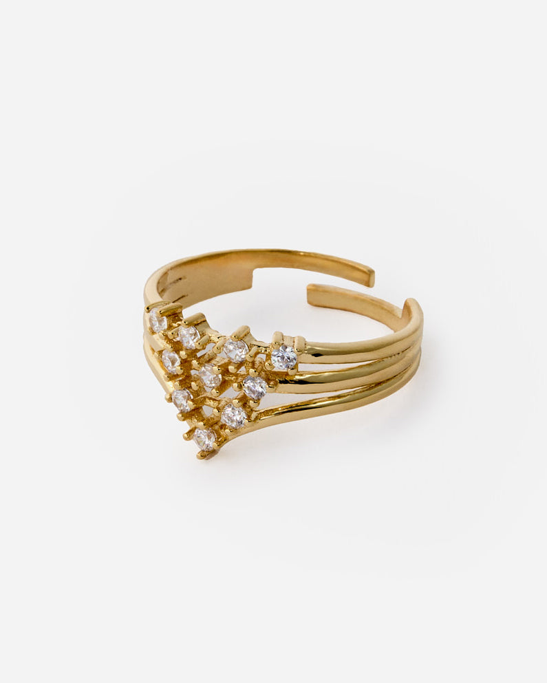 Gold Adjustable Layered Ring - 18k Gold Vermeil
