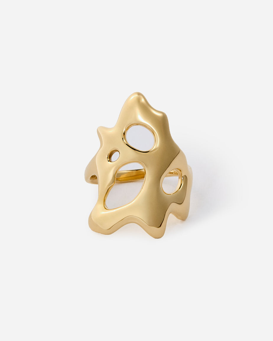 Bold Abstract Statement Ring, Modern Sculptural Design - 18k Gold Vermeil